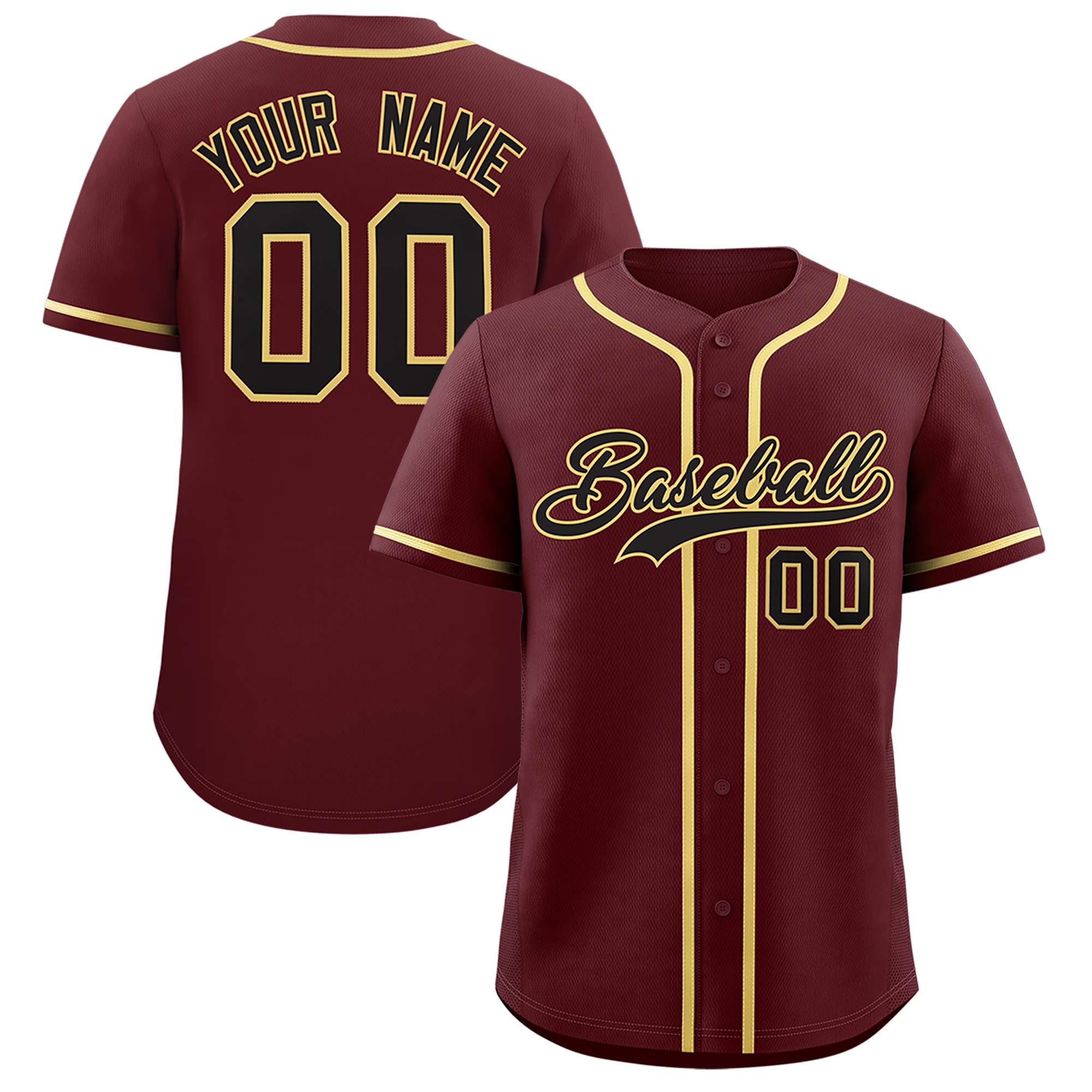 Custom Burgundy Classic Style Authentic Baseball Jersey