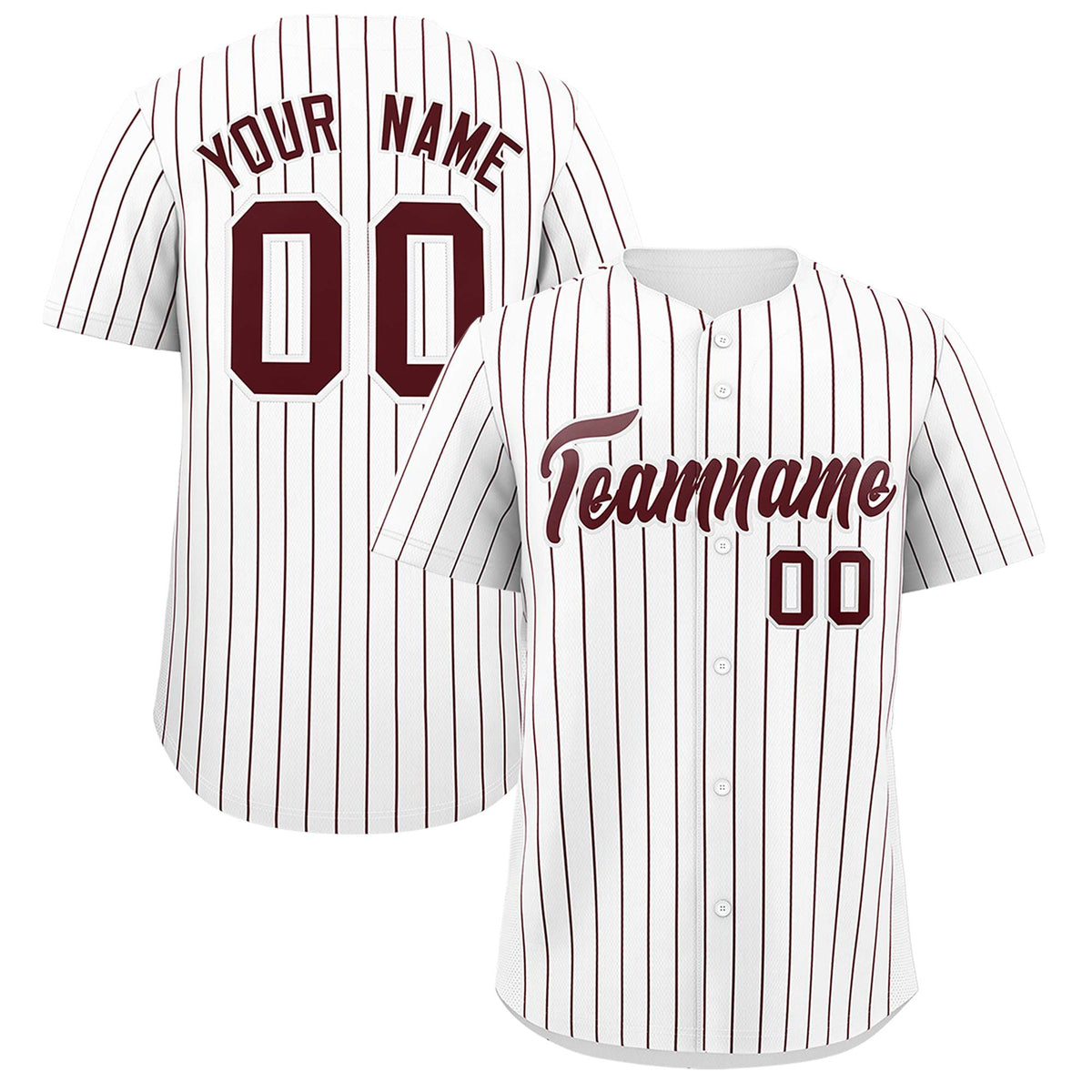 Custom White Burgundy Stripe Fashion Authentic Baseball Jersey