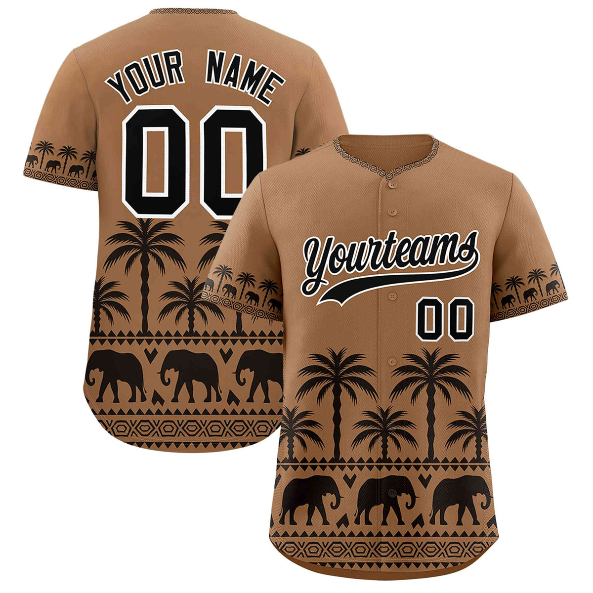 Custom Light Brown Black Graffiti Pattern Personalized Bossinia Style Authentic Baseball Jersey| KXKSHOP