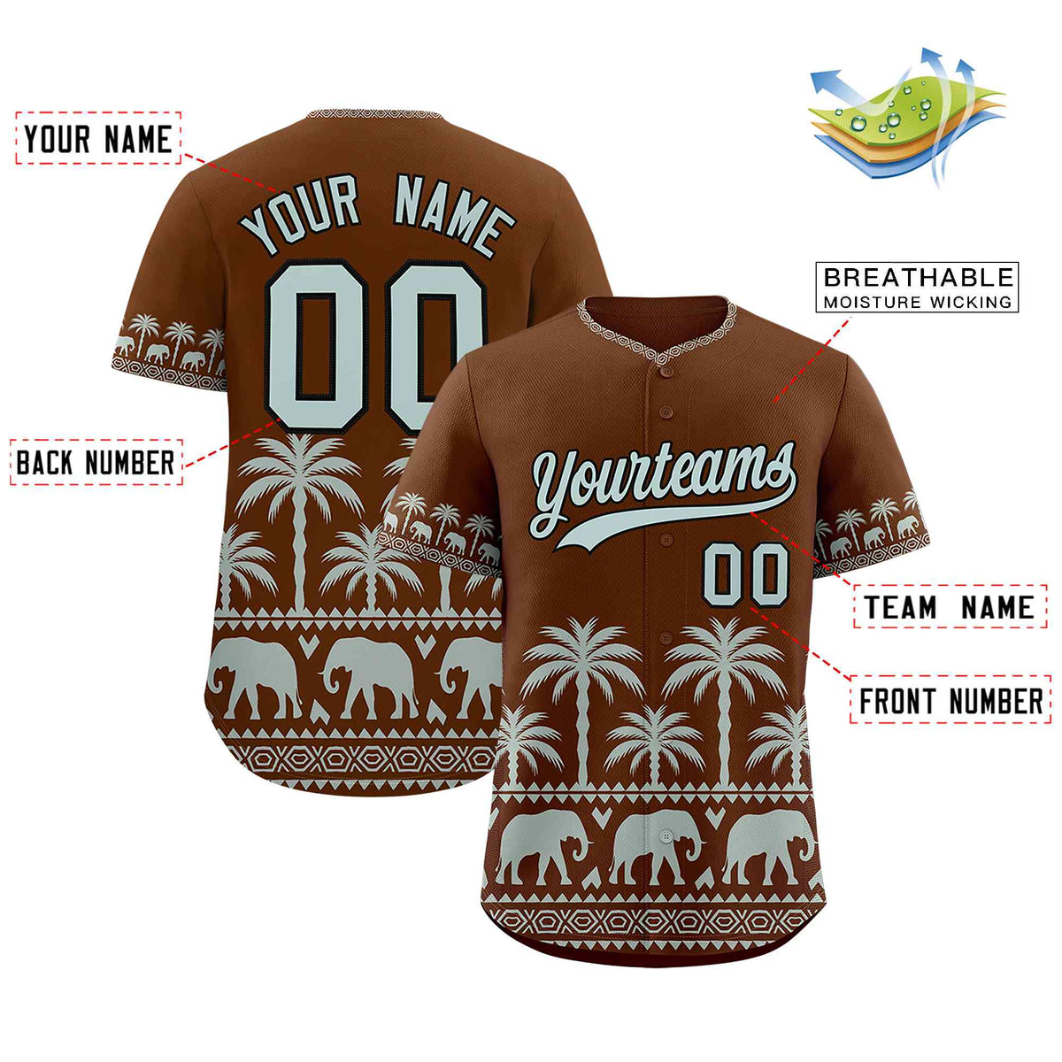Custom Brown Silver-Gray Graffiti Pattern Personalized Bossinia Style Authentic Baseball Jersey| KXKSHOP