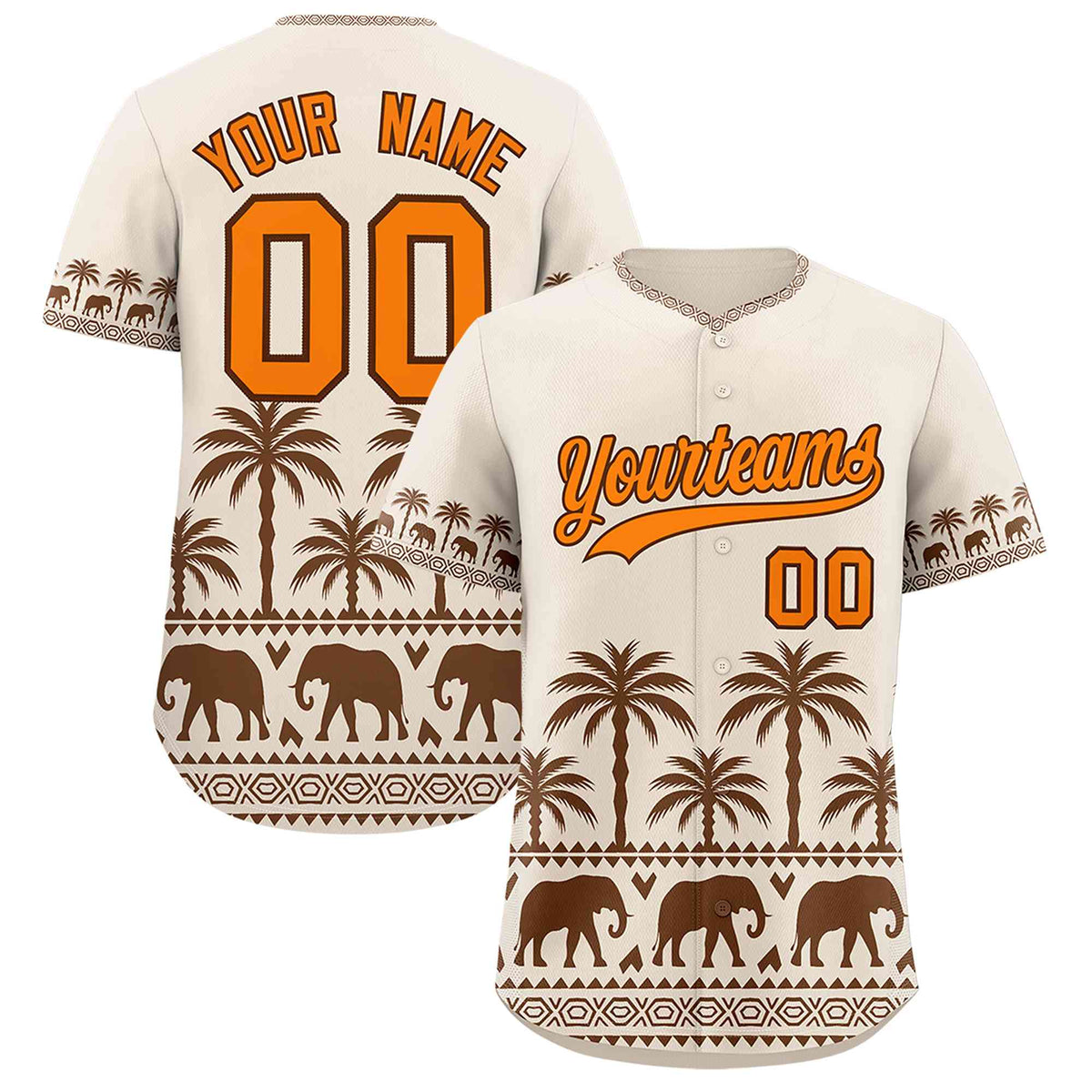 Custom Cream Brown Graffiti Pattern Personalized Bossinia Style Authentic Baseball Jersey| KXKSHOP