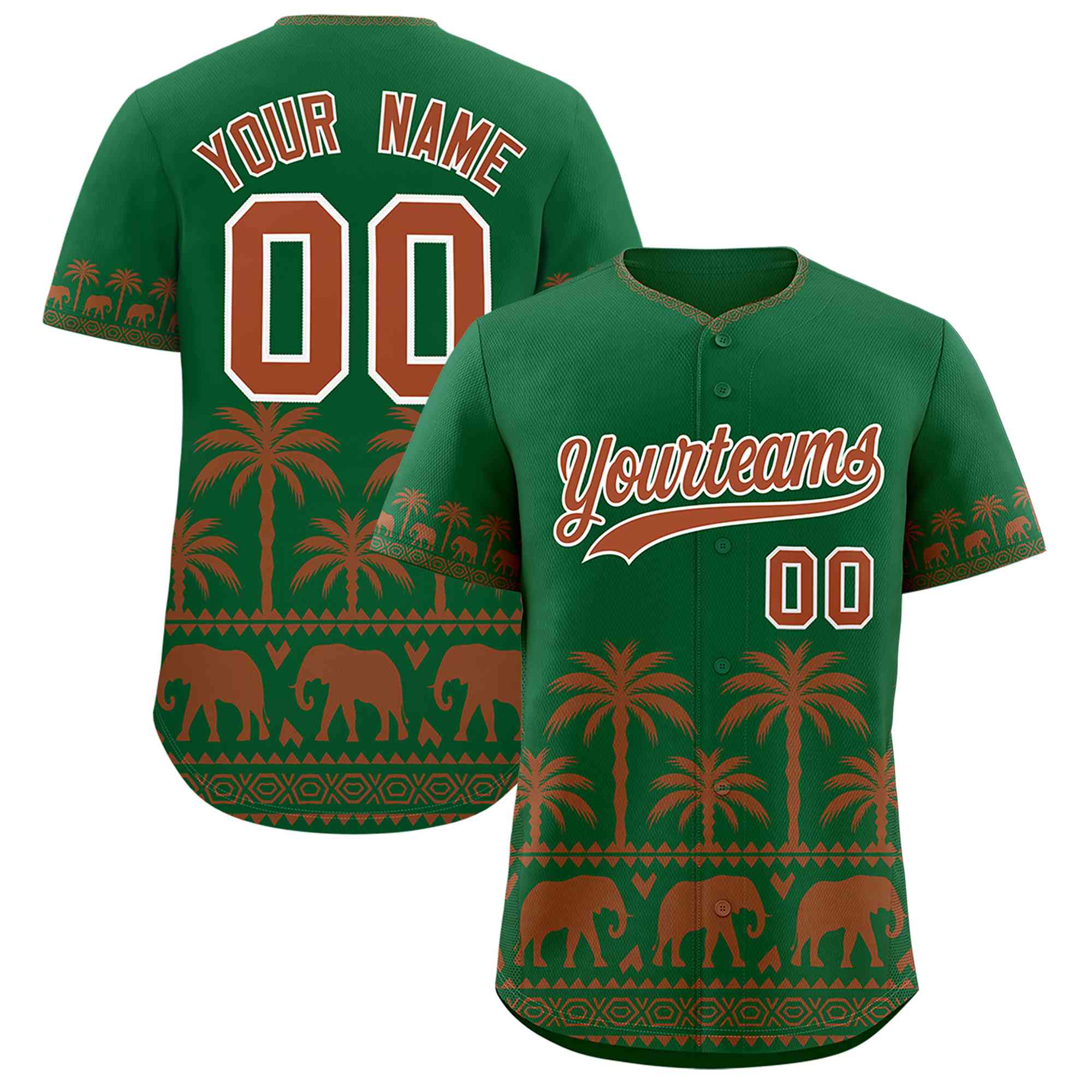 Custom Kelly Green Texas Orange Graffiti Pattern Personalized Bossinia Style Authentic Baseball Jersey| KXKSHOP