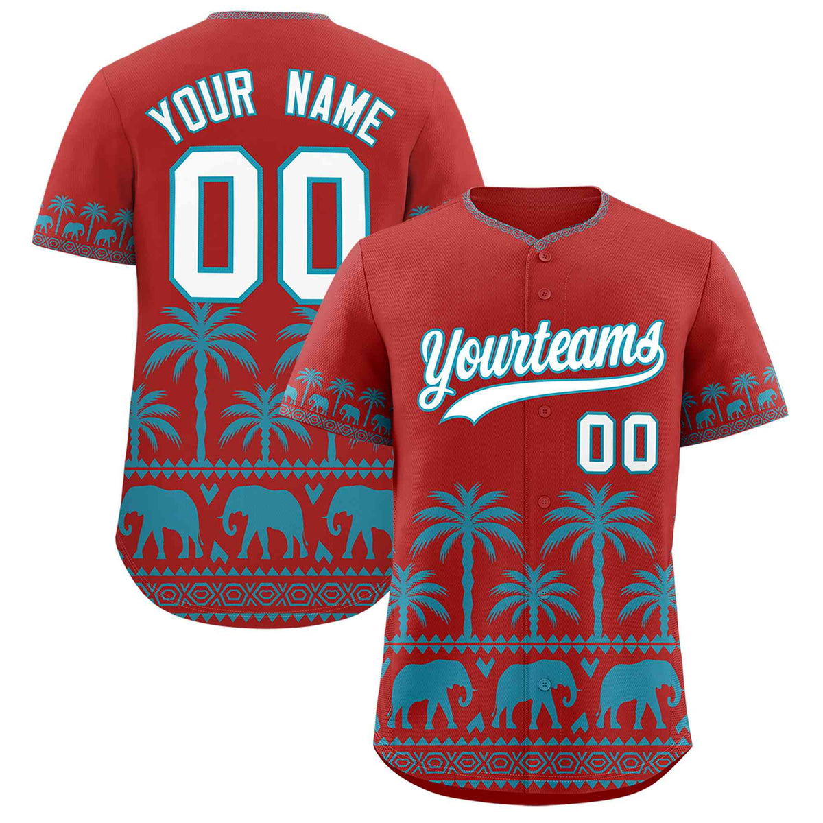 Custom Red Teal Graffiti Pattern Personalized Bossinia Style Authentic Baseball Jersey| KXKSHOP