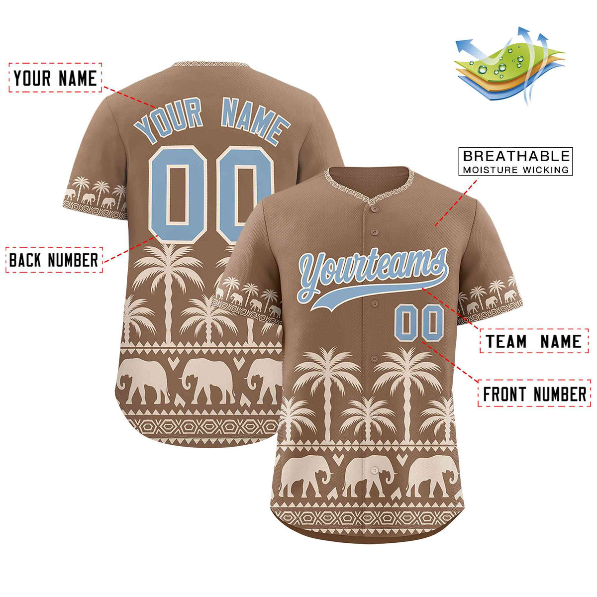 Custom Light Brown Cream Graffiti Pattern Personalized Bossinia Style Authentic Baseball Jersey| KXKSHOP
