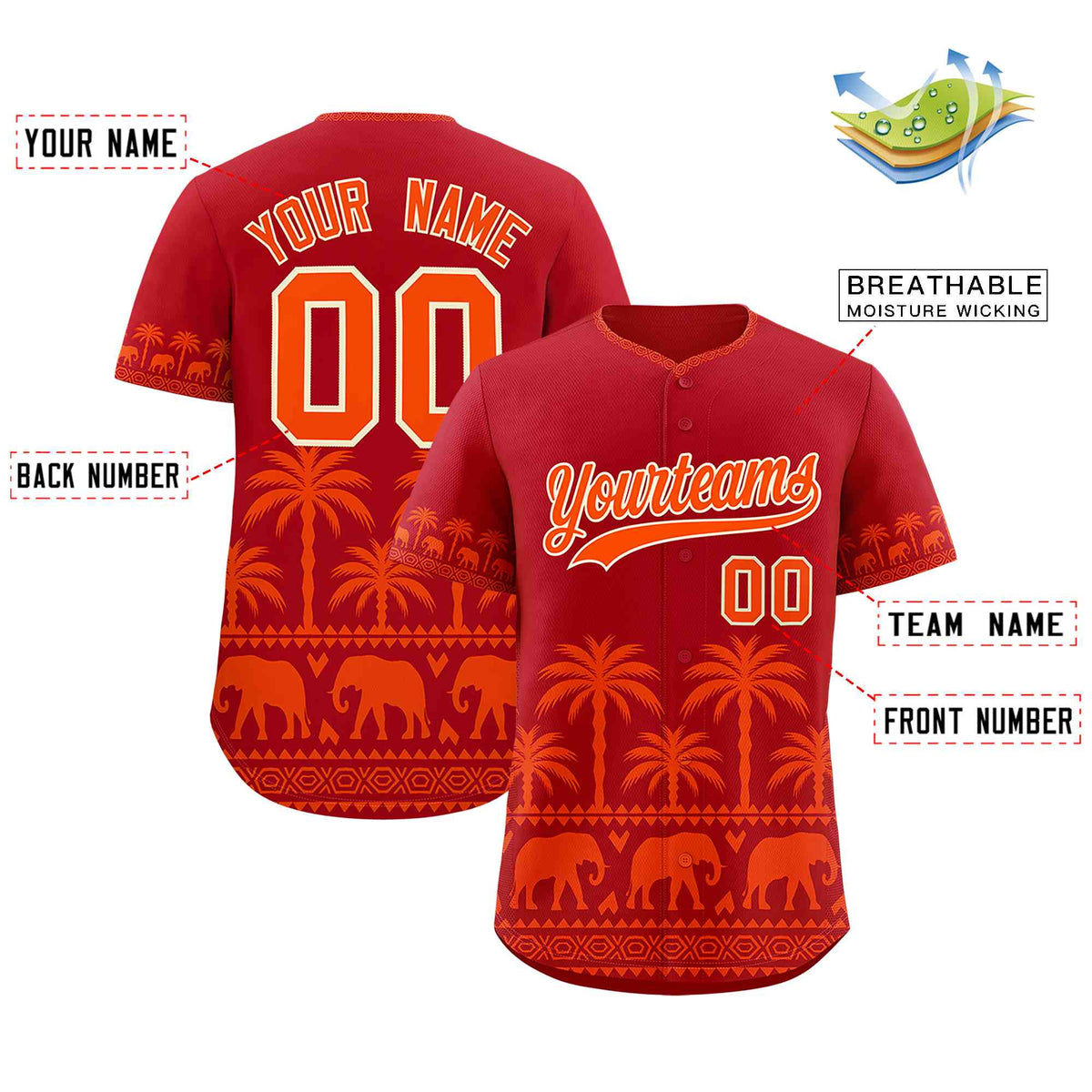 Custom Red Orange Graffiti Pattern Personalized Bossinia Style Authentic Baseball Jersey| KXKSHOP
