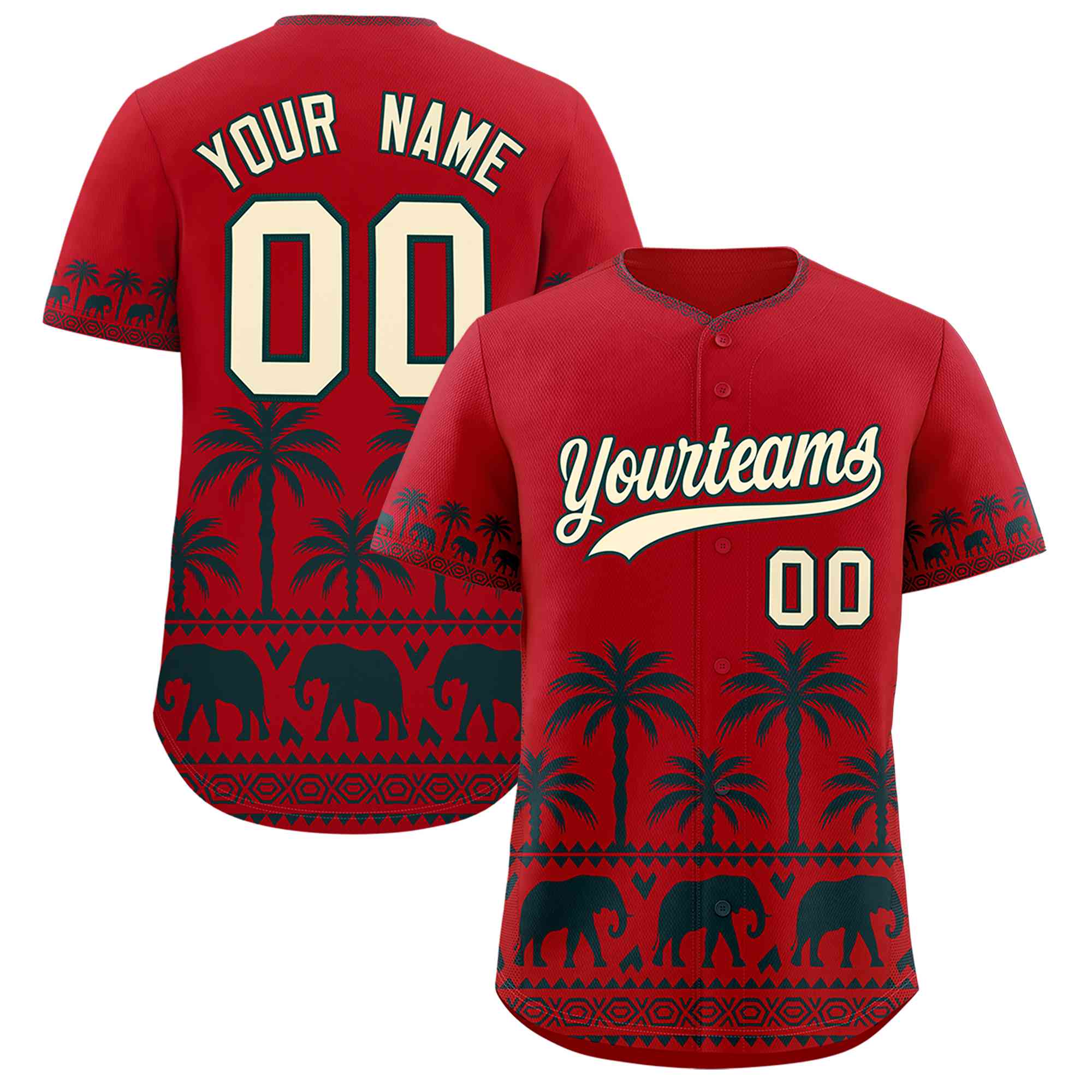 Custom Red Midnight Green Graffiti Pattern Personalized Bossinia Style Authentic Baseball Jersey| KXKSHOP