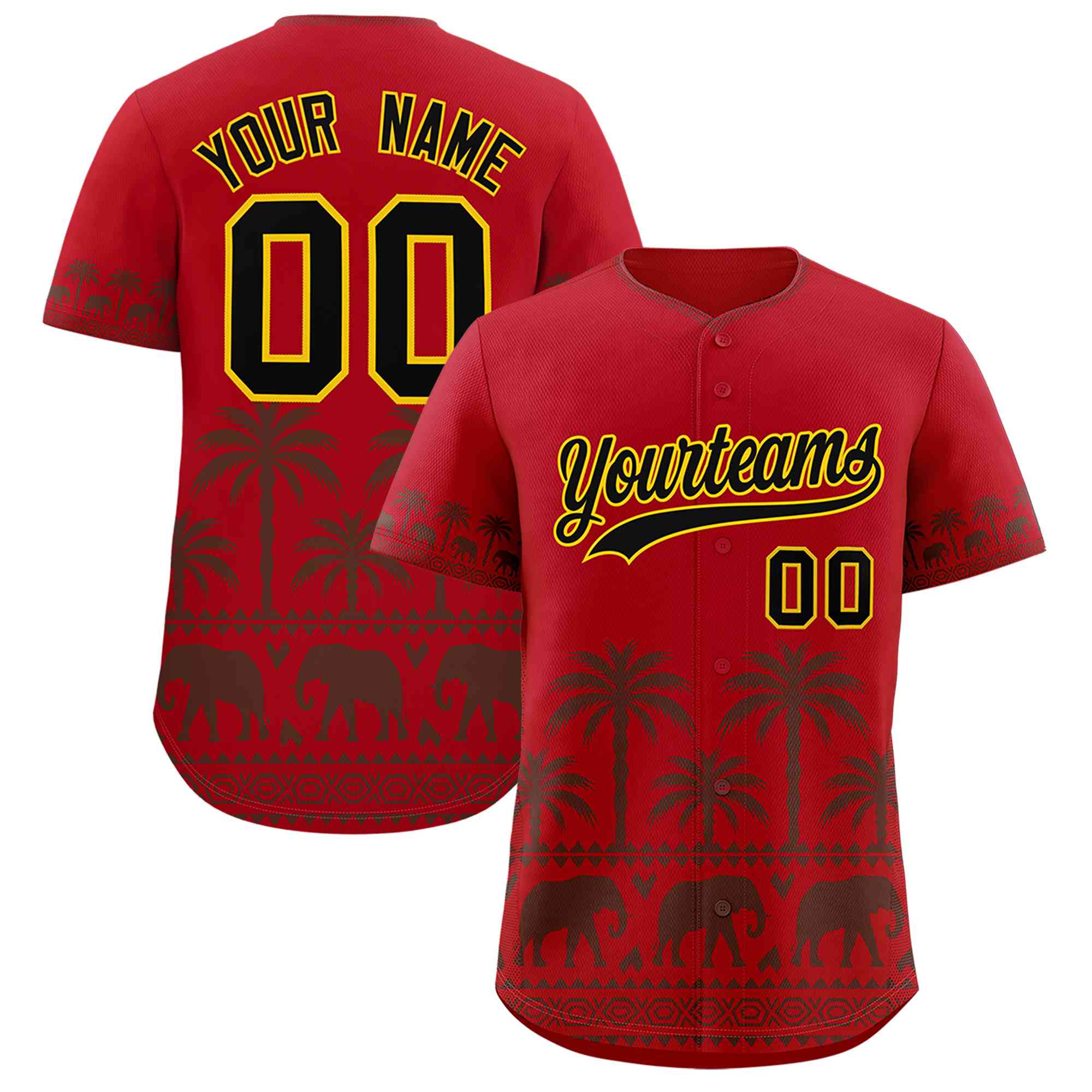 Custom Red Light Brown Graffiti Pattern Personalized Bossinia Style Authentic Baseball Jersey| KXKSHOP