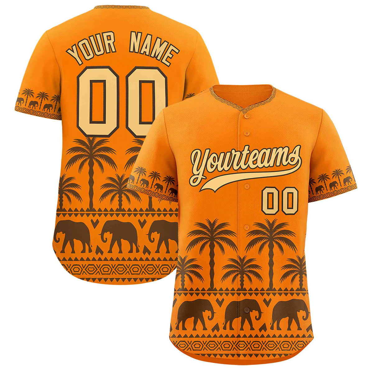 Custom Orange Light Brown Graffiti Pattern Personalized Bossinia Style Authentic Baseball Jersey| KXKSHOP