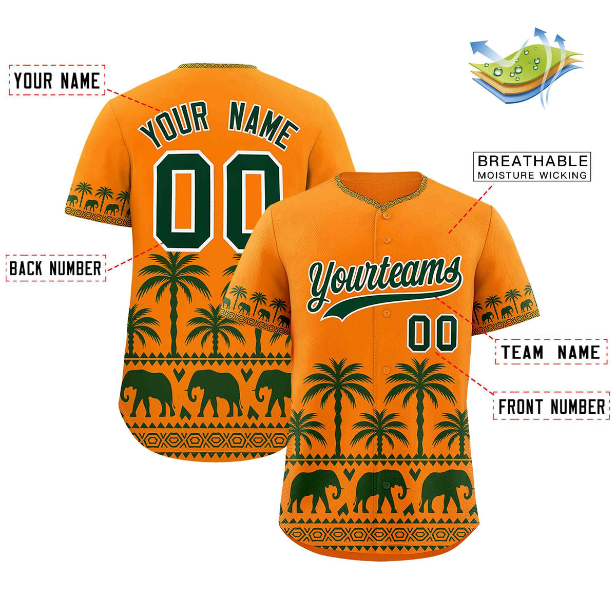 Custom Orange Green Graffiti Pattern Personalized Bossinia Style Authentic Baseball Jersey| KXKSHOP
