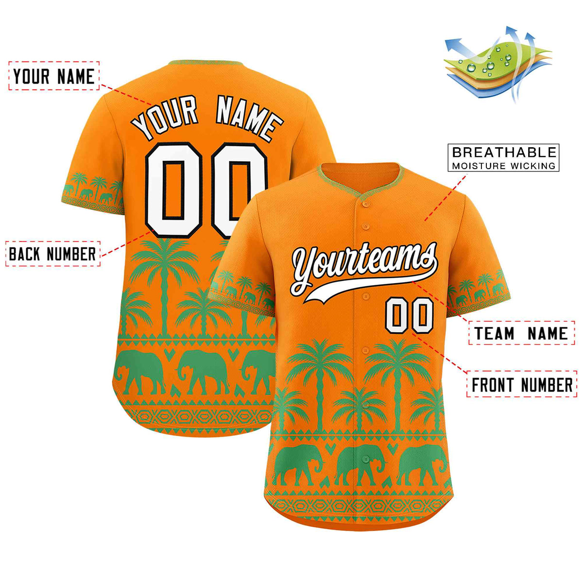 Custom Orange Green Graffiti Pattern Personalized Bossinia Style Authentic Baseball Jersey| KXKSHOP