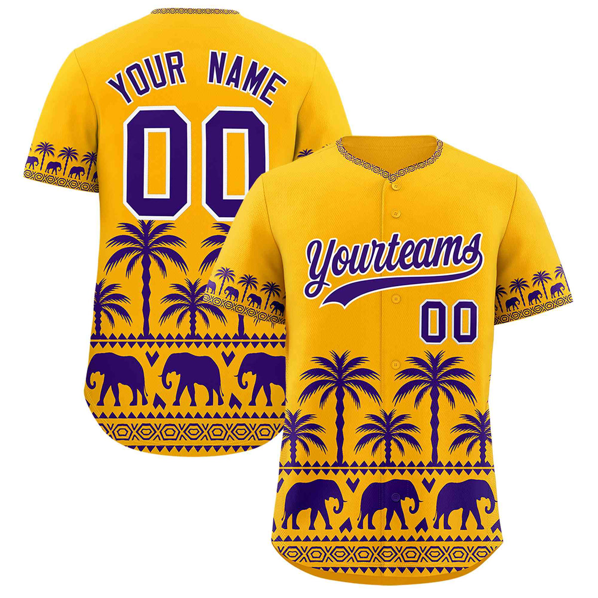 Custom Gold Purple Graffiti Pattern Personalized Bossinia Style Authentic Baseball Jersey| KXKSHOP