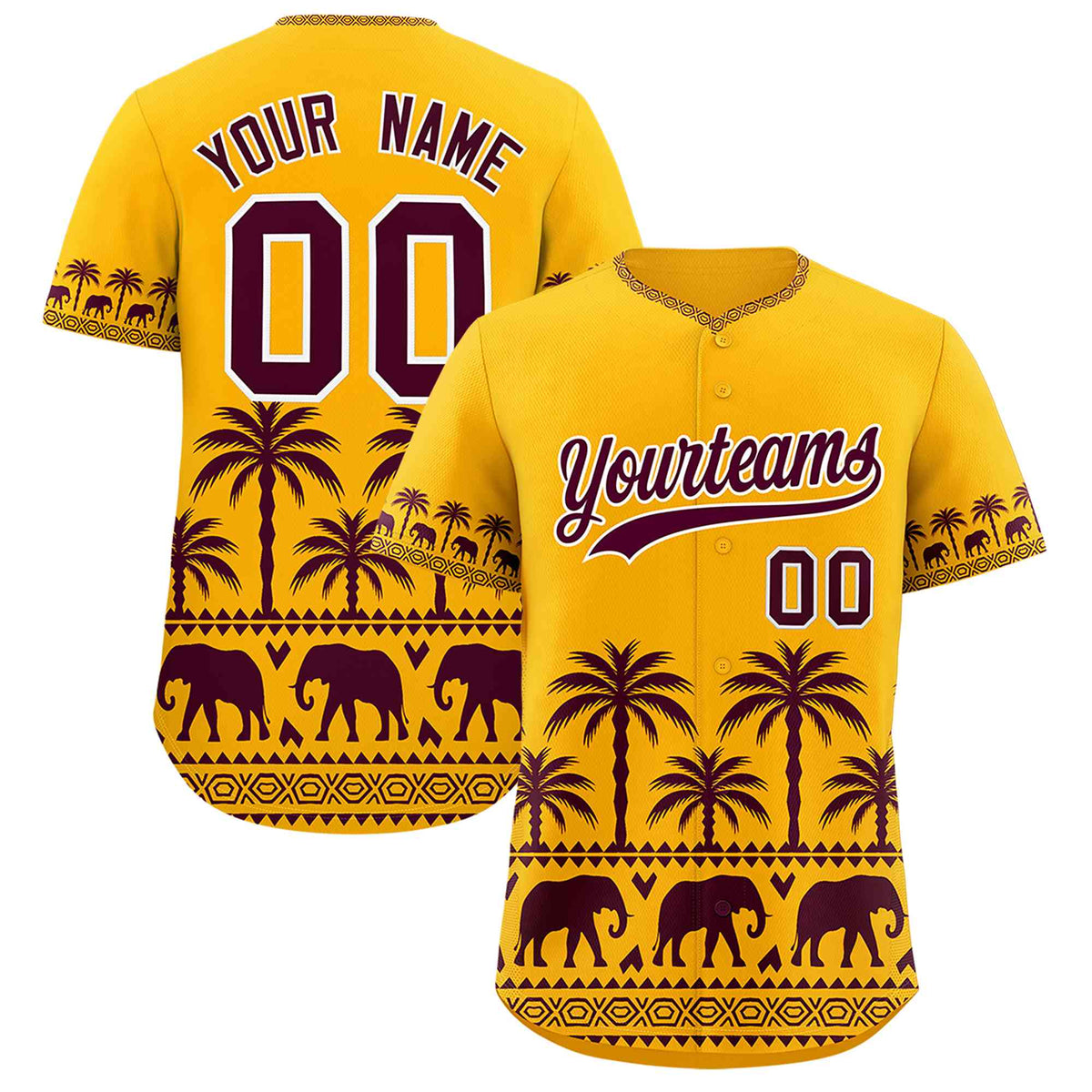 Custom Gold Crimson Graffiti Pattern Personalized Bossinia Style Authentic Baseball Jersey| KXKSHOP