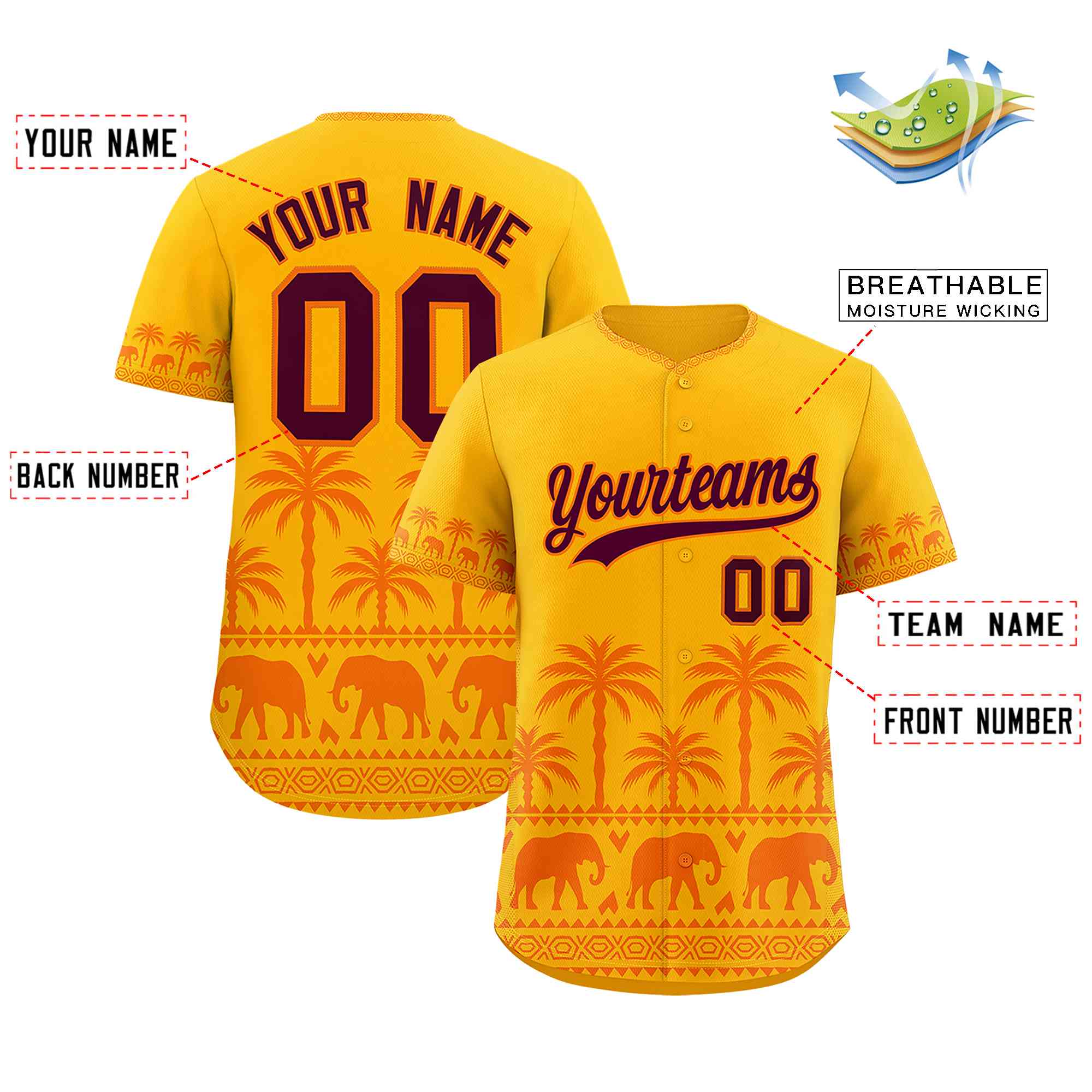 Custom Gold Orange Graffiti Pattern Personalized Bossinia Style Authentic Baseball Jersey| KXKSHOP