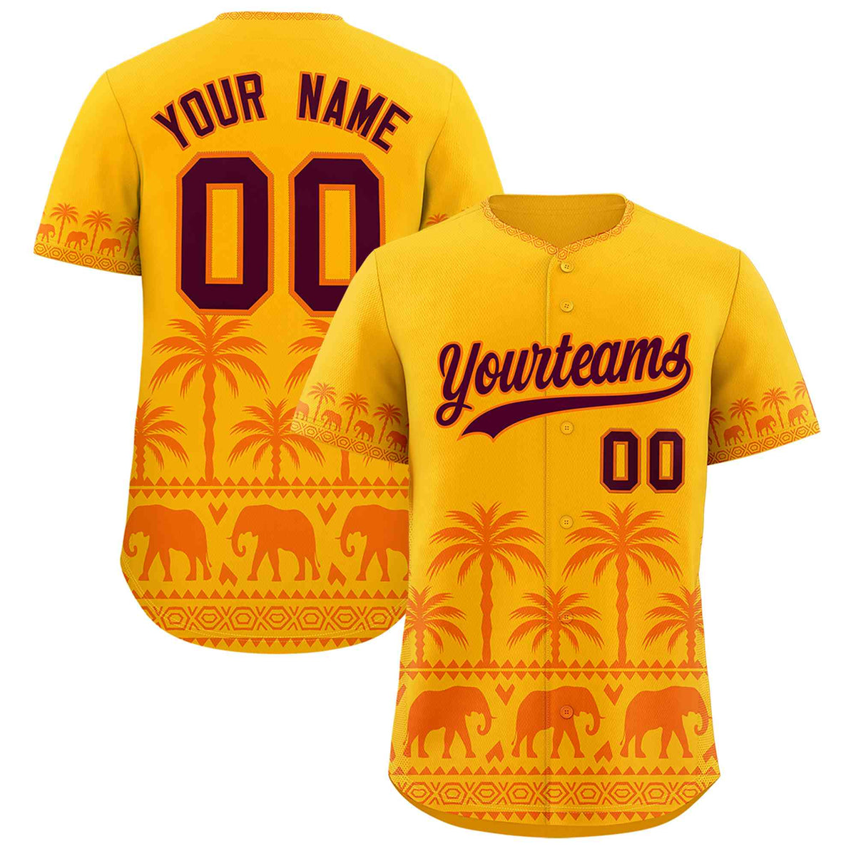 Custom Gold Orange Graffiti Pattern Personalized Bossinia Style Authentic Baseball Jersey| KXKSHOP