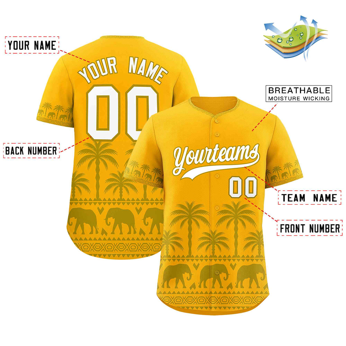 Custom Gold Old Gold Graffiti Pattern Personalized Bossinia Style Authentic Baseball Jersey| KXKSHOP