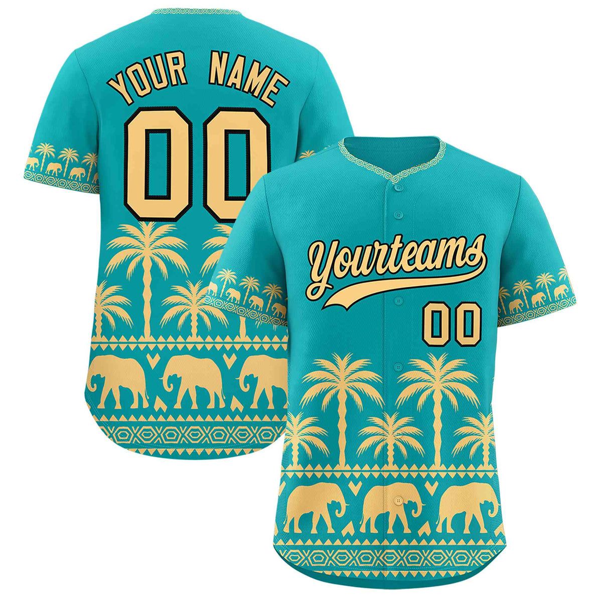 Custom Aqua Khaki Graffiti Pattern Personalized Bossinia Style Authentic Baseball Jersey| KXKSHOP