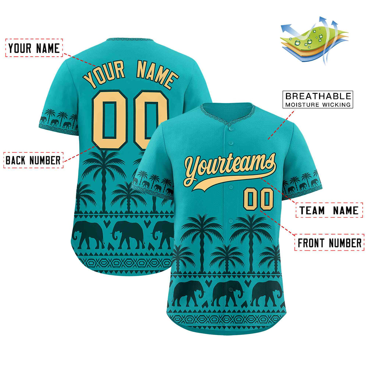 Custom Aqua Midnight Green Graffiti Pattern Personalized Bossinia Style Authentic Baseball Jersey| KXKSHOP
