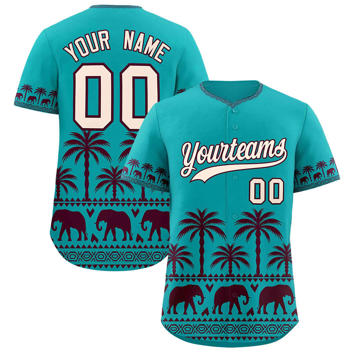 Custom Aqua Red Graffiti Pattern Personalized Bossinia Style Authentic Baseball Jersey| KXKSHOP