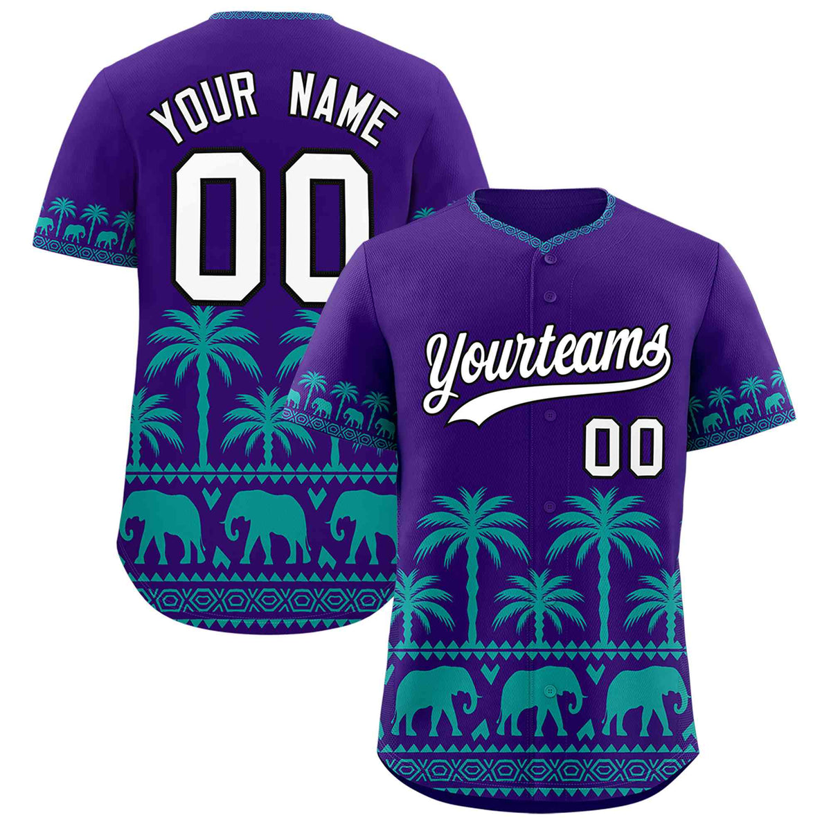 Custom Purple Aqua Graffiti Pattern Personalized Bossinia Style Authentic Baseball Jersey| KXKSHOP