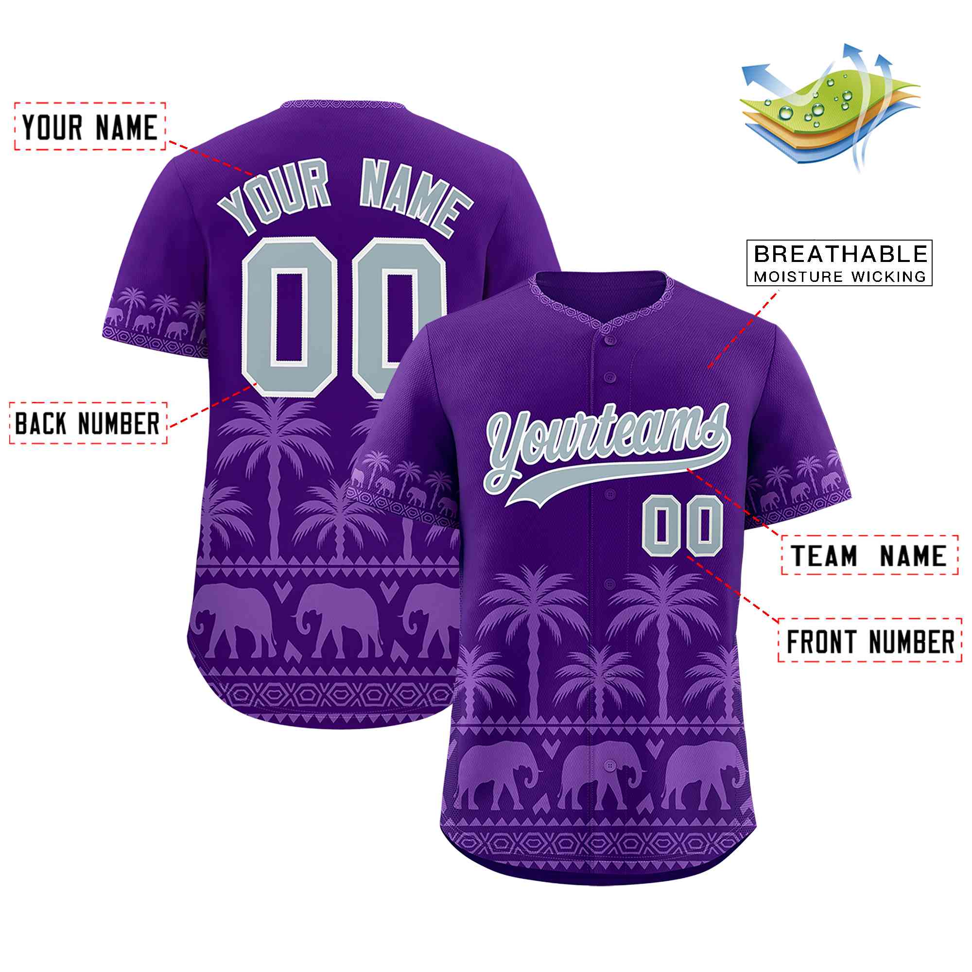 Custom Purple Light Purple Graffiti Pattern Personalized Bossinia Style Authentic Baseball Jersey| KXKSHOP