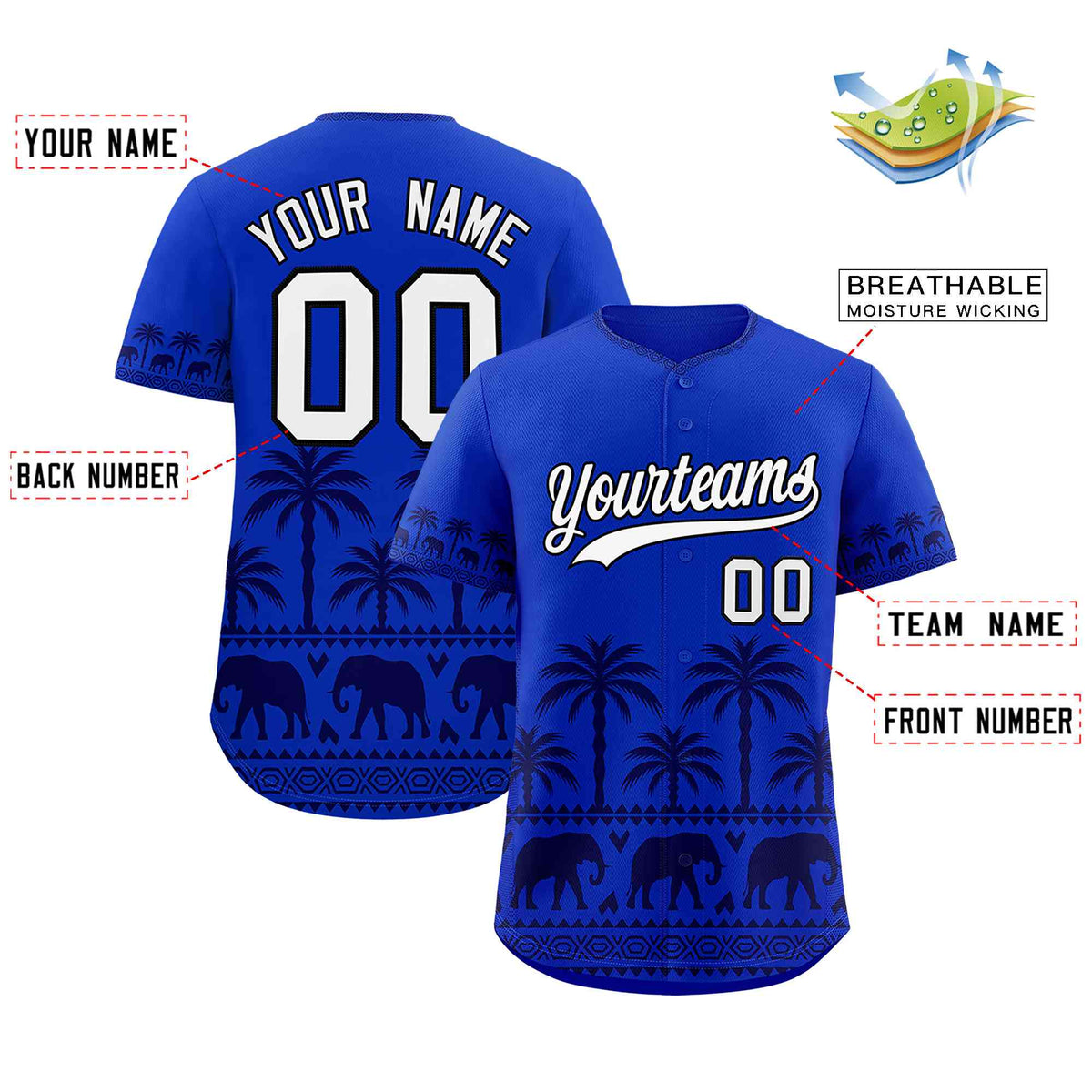 Custom Royal Navy Graffiti Pattern Personalized Bossinia Style Authentic Baseball Jersey| KXKSHOP
