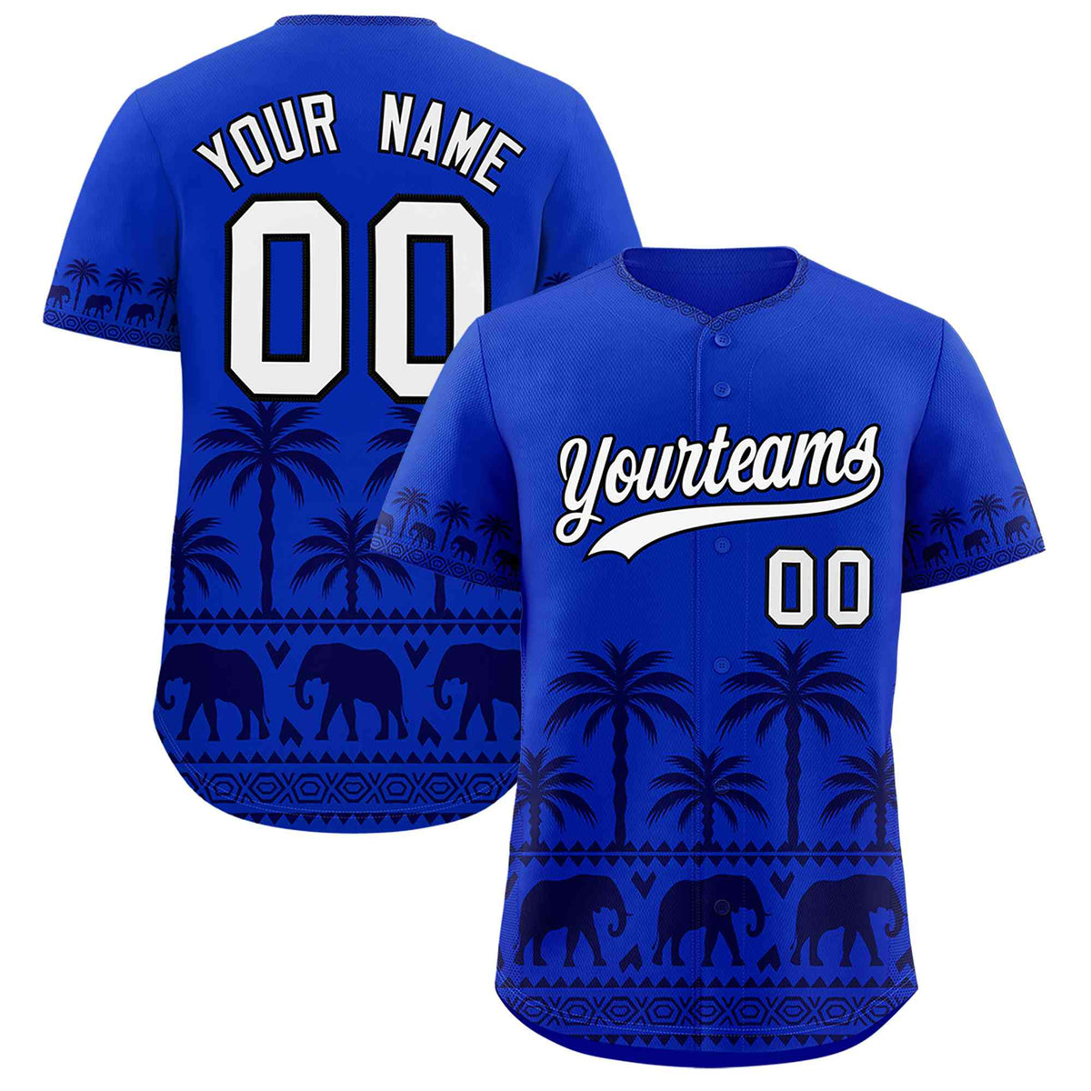 Custom Royal Navy Graffiti Pattern Personalized Bossinia Style Authentic Baseball Jersey| KXKSHOP