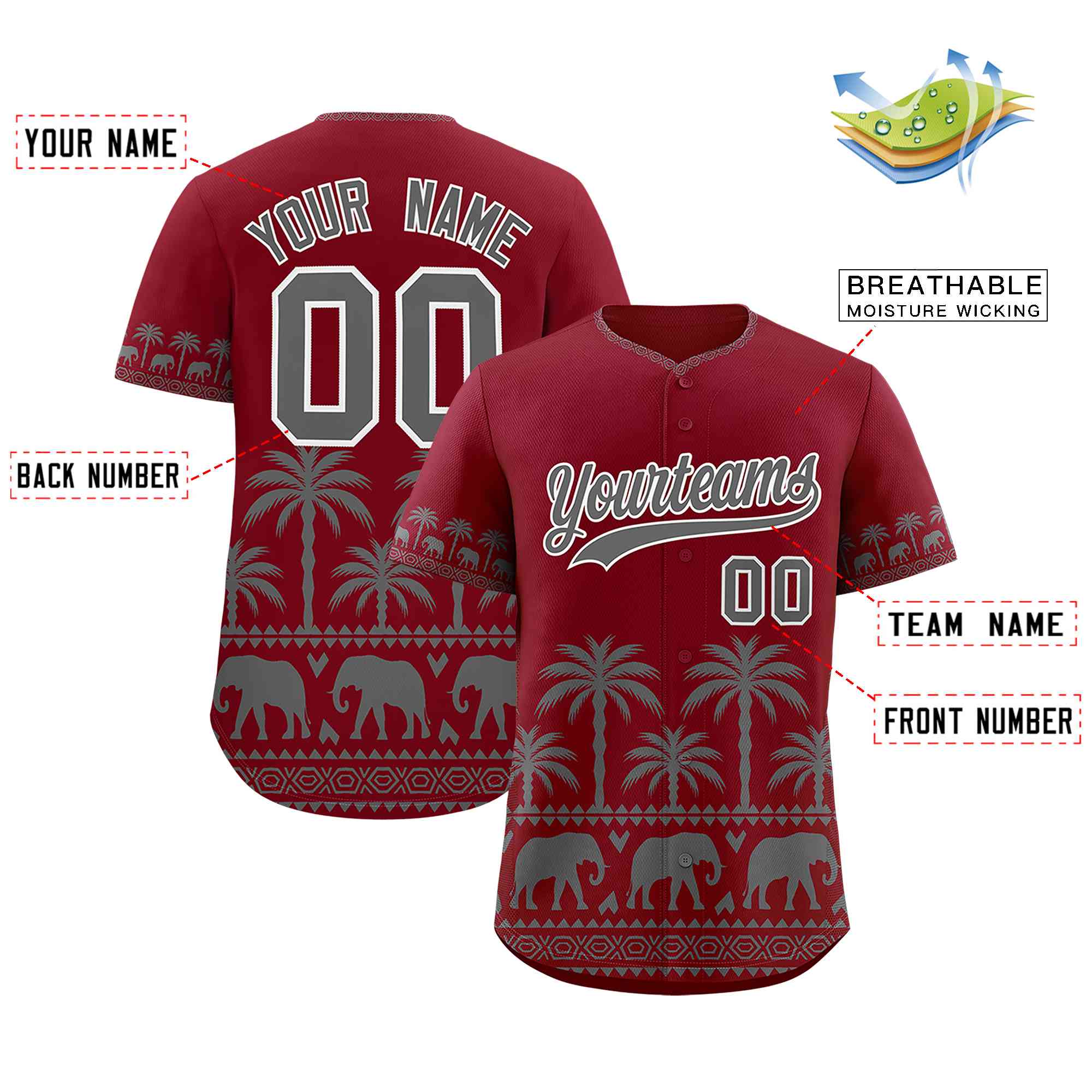 Custom Crimson Gray Graffiti Pattern Personalized Bossinia Style Authentic Baseball Jersey| KXKSHOP