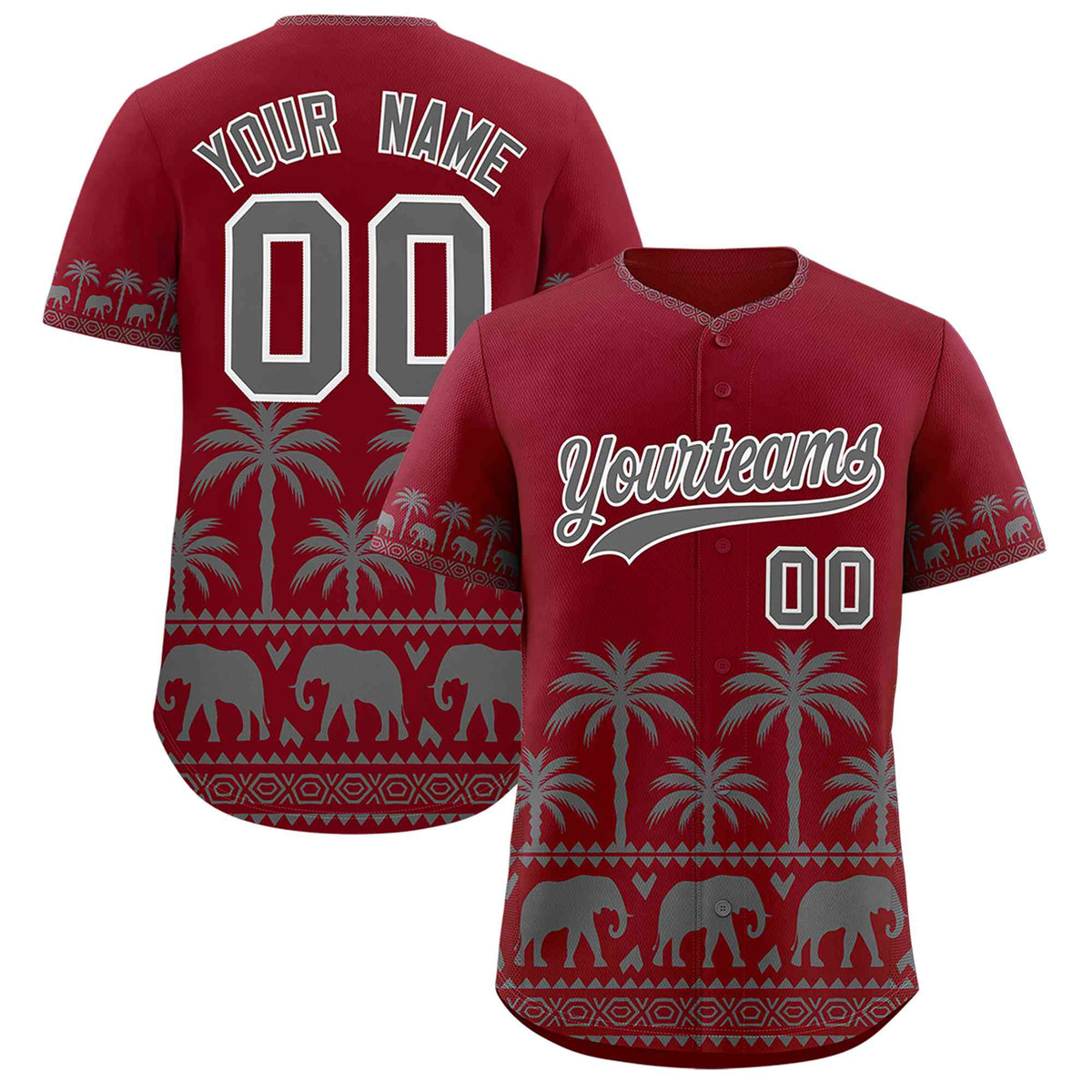 Custom Crimson Gray Graffiti Pattern Personalized Bossinia Style Authentic Baseball Jersey| KXKSHOP