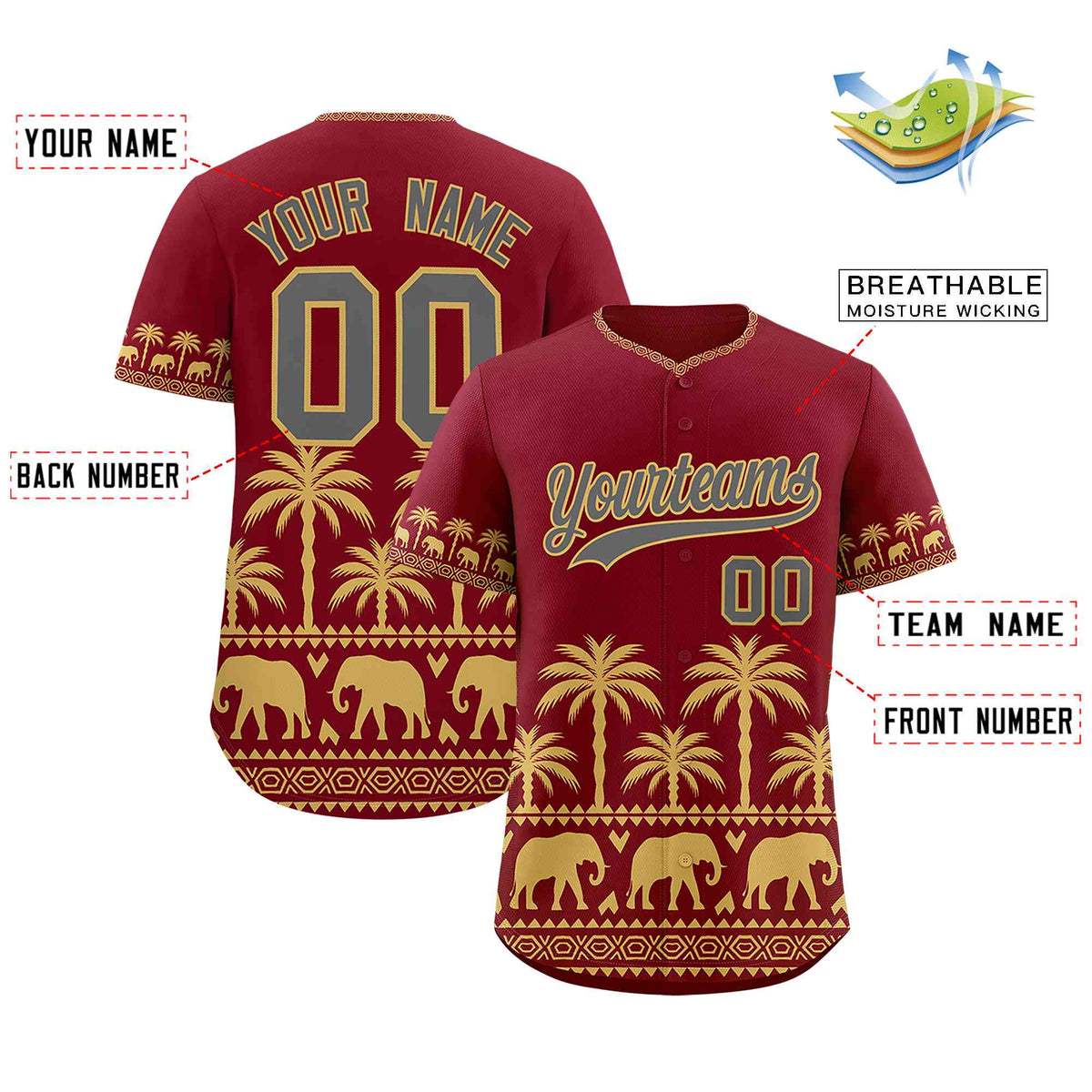 Custom Crimson Old Gold Graffiti Pattern Personalized Bossinia Style Authentic Baseball Jersey| KXKSHOP