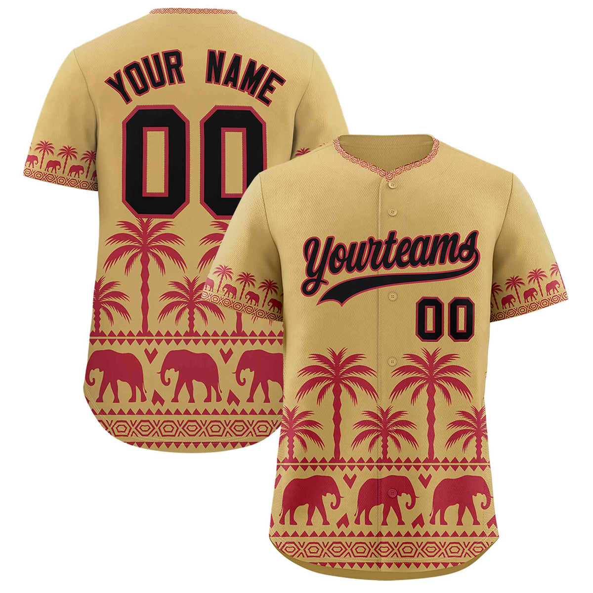 Custom Khaki Light Red Graffiti Pattern Personalized Bossinia Style Authentic Baseball Jersey| KXKSHOP