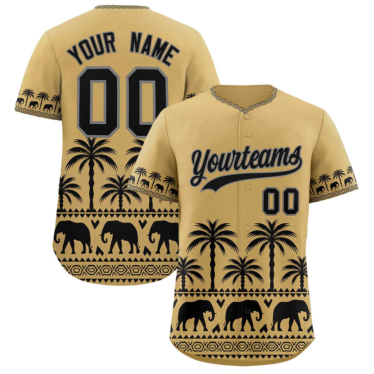 Custom Khaki Black Graffiti Pattern Personalized Bossinia Style Authentic Baseball Jersey| KXKSHOP