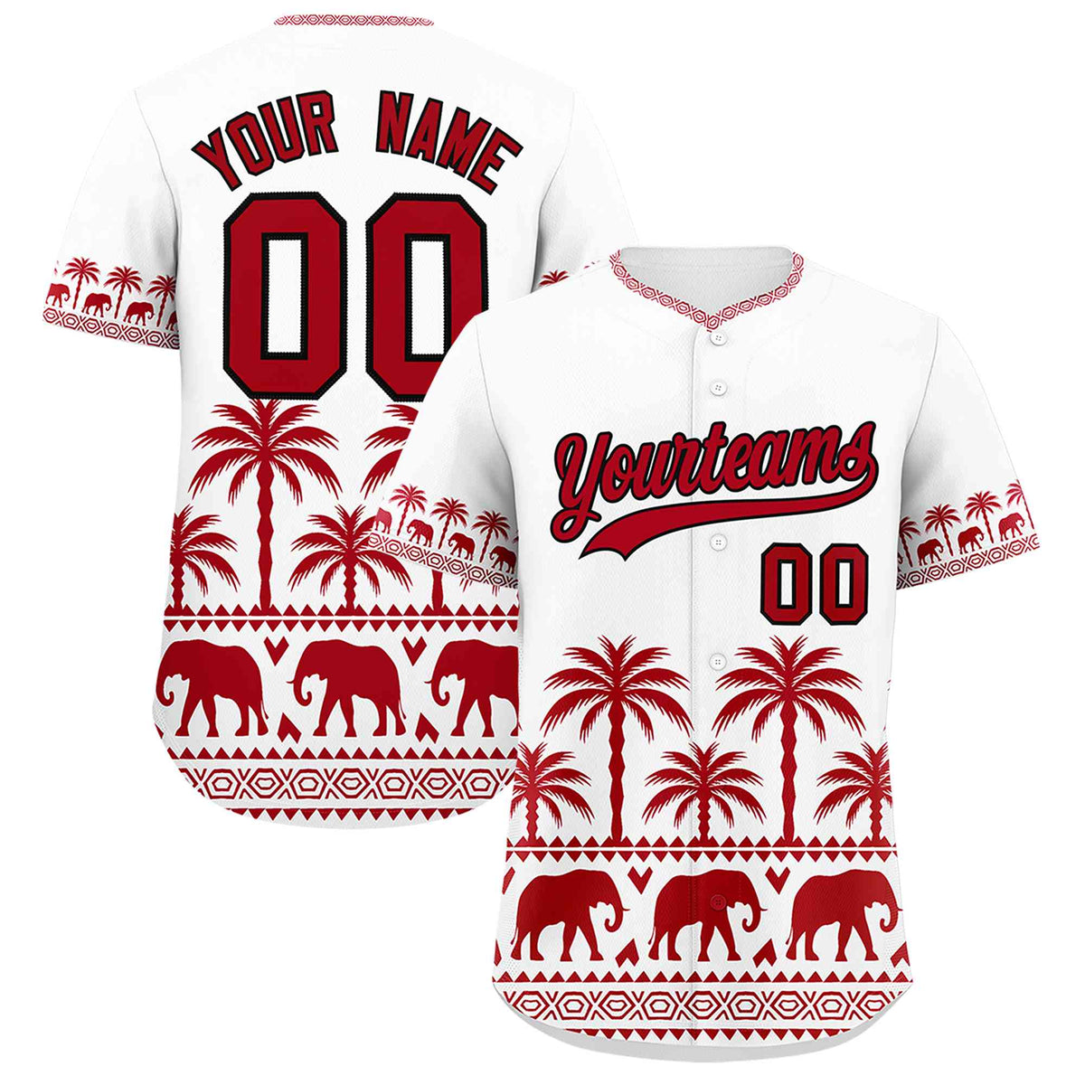 Custom White Red Graffiti Pattern Personalized Bossinia Style Authentic Baseball Jersey| KXKSHOP