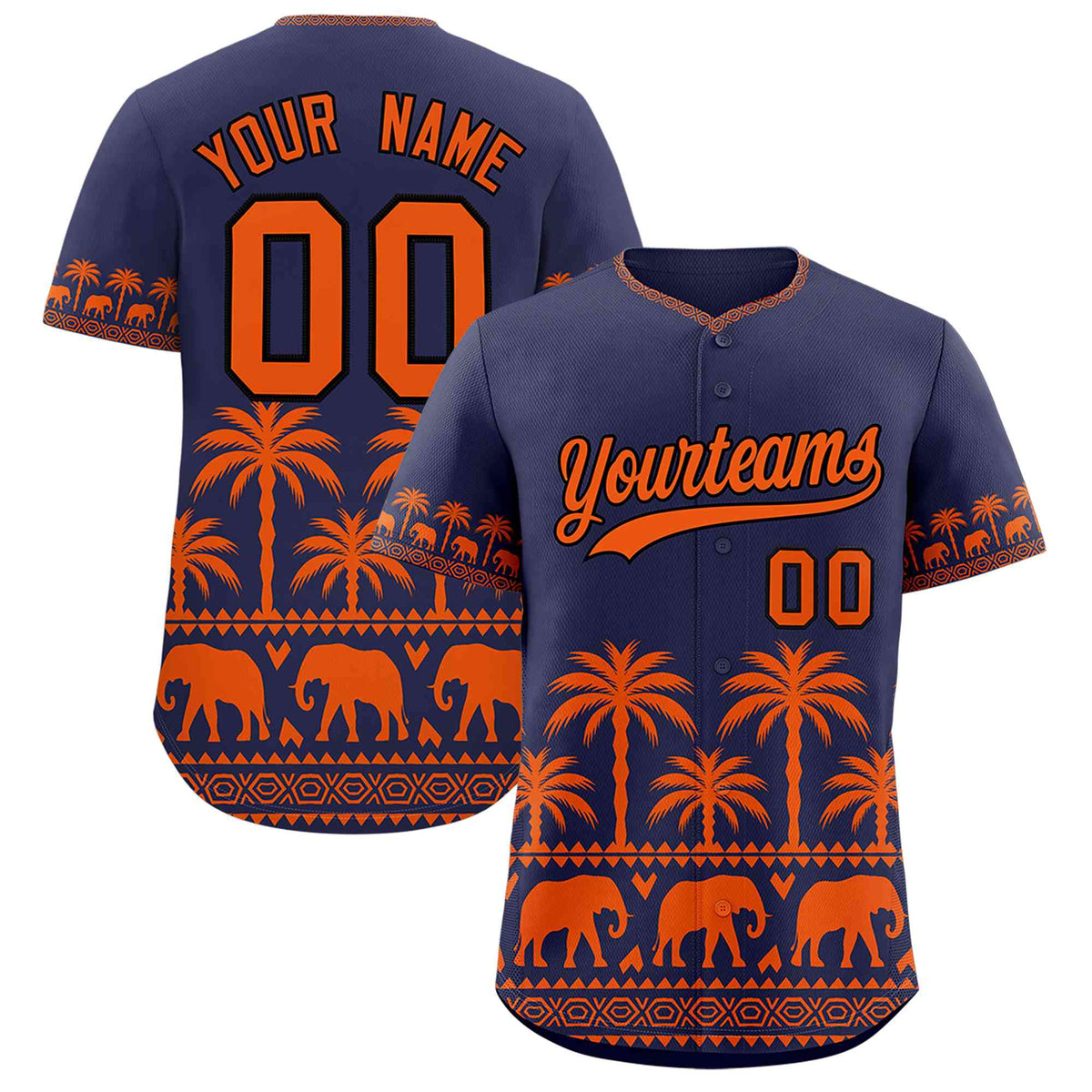 Custom Navy Orange Graffiti Pattern Personalized Bossinia Style Authentic Baseball Jersey| KXKSHOP