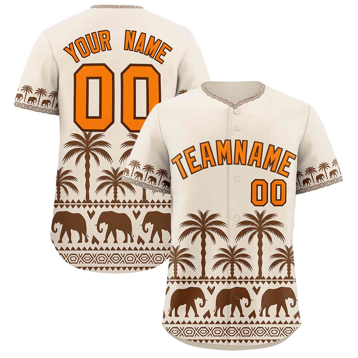 Custom Cream Brown Graffiti Pattern Personalized Bossinia Style Authentic Baseball Jersey| KXKSHOP