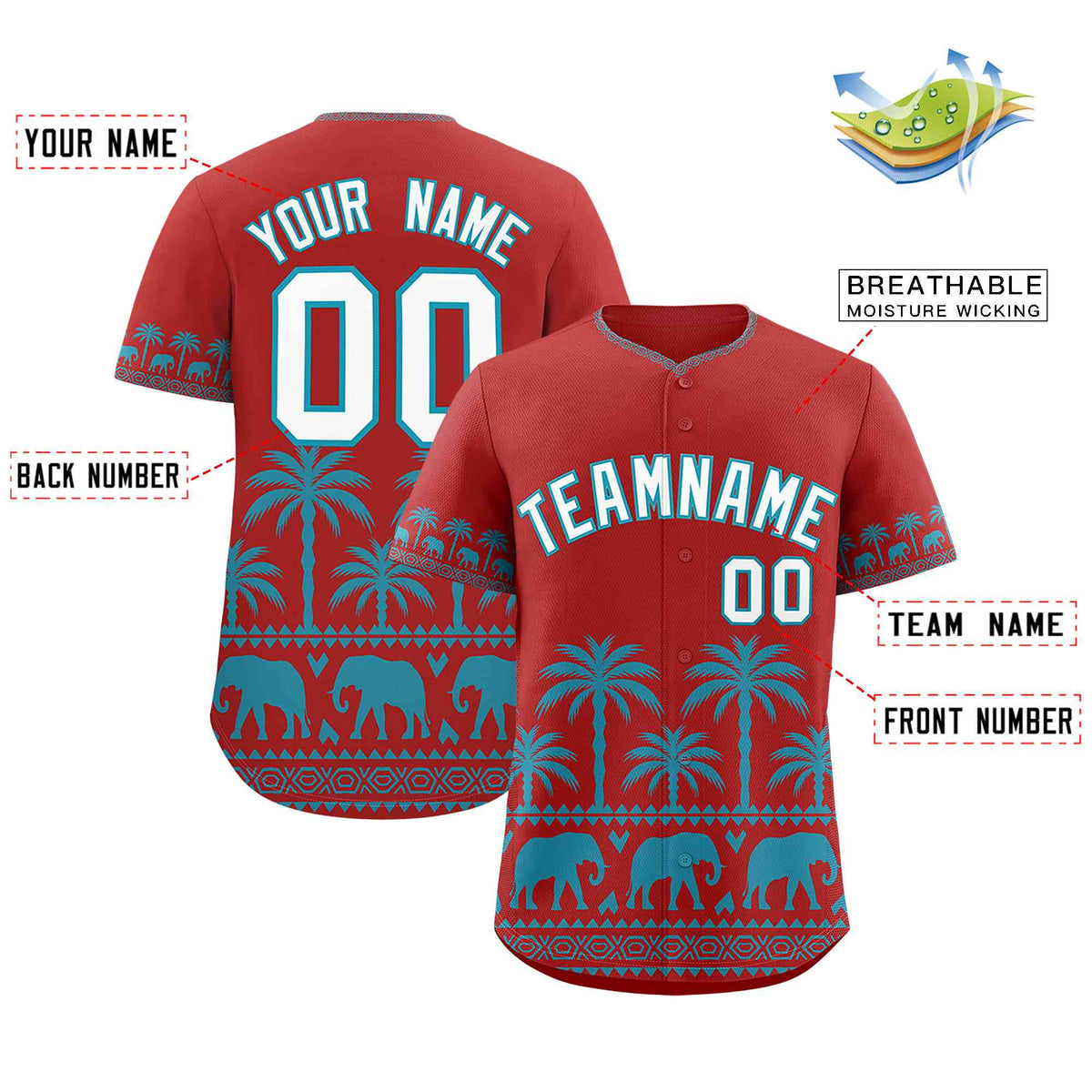 Custom Red Teal Graffiti Pattern Personalized Bossinia Style Authentic Baseball Jersey| KXKSHOP