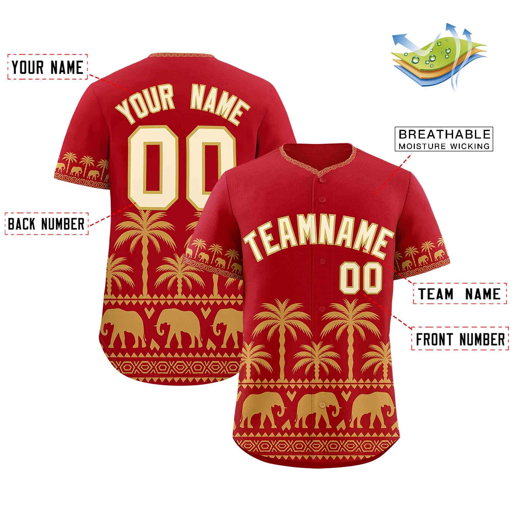 Custom Red Old Gold Graffiti Pattern Personalized Bossinia Style Authentic Baseball Jersey| KXKSHOP