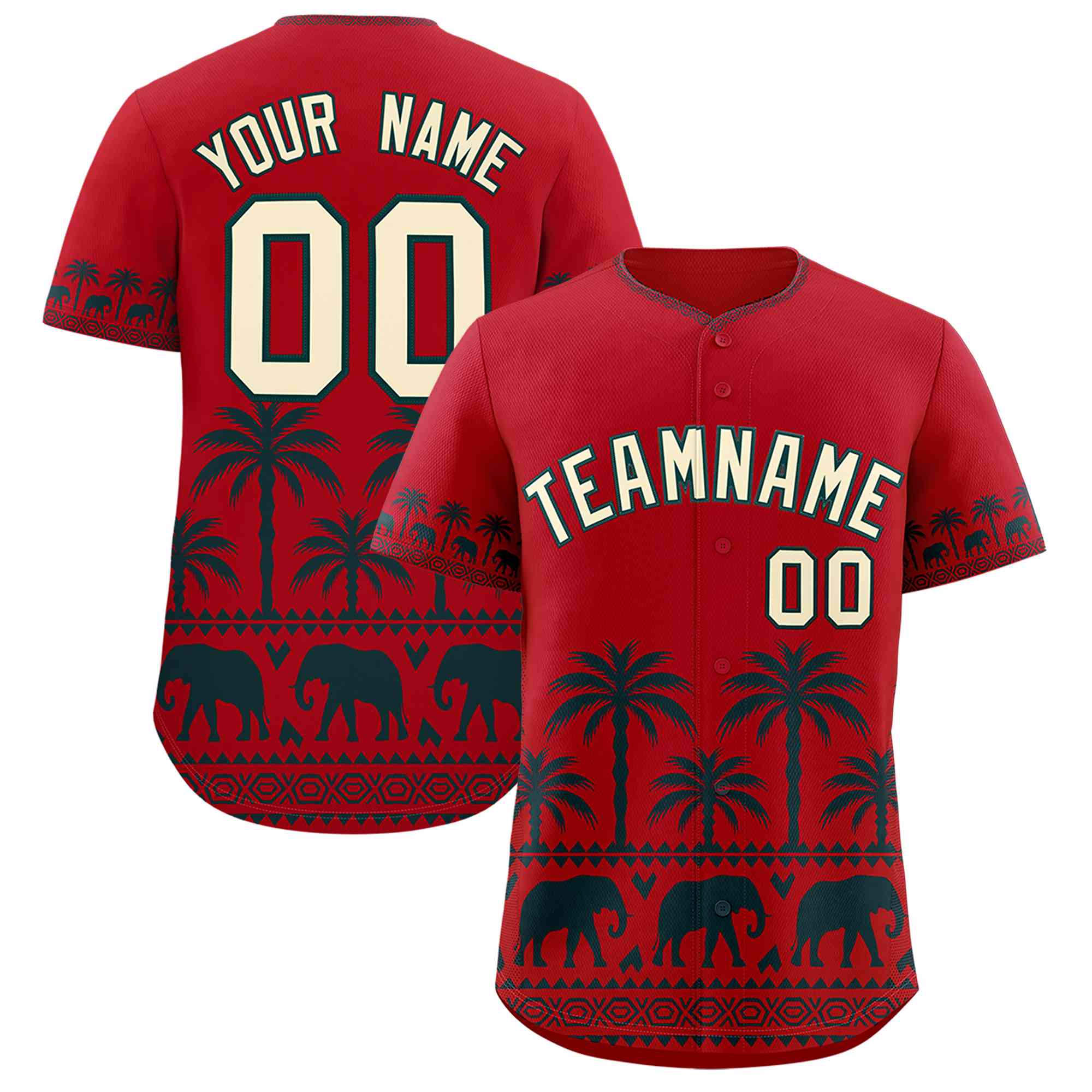 Custom Red Midnight Green Graffiti Pattern Personalized Bossinia Style Authentic Baseball Jersey| KXKSHOP