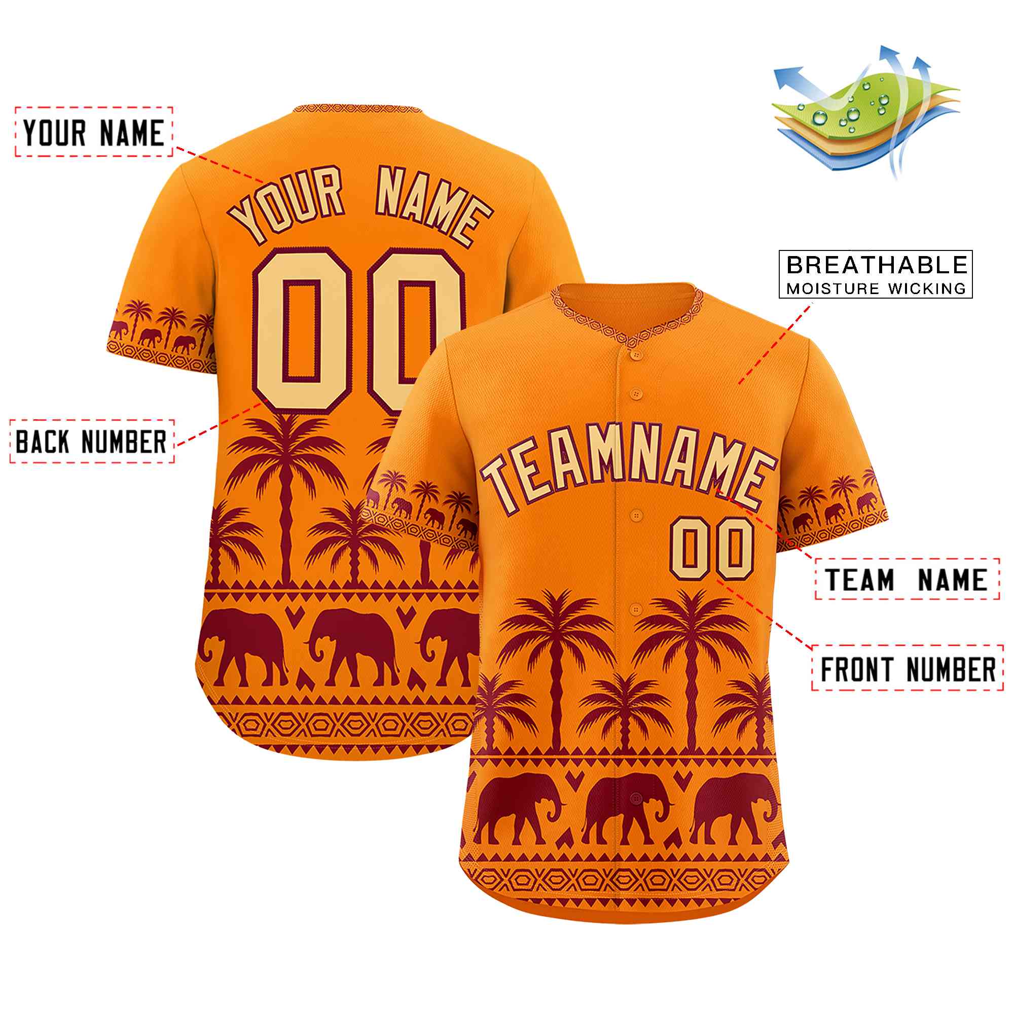 Custom Orange Crimson Graffiti Pattern Personalized Bossinia Style Authentic Baseball Jersey| KXKSHOP