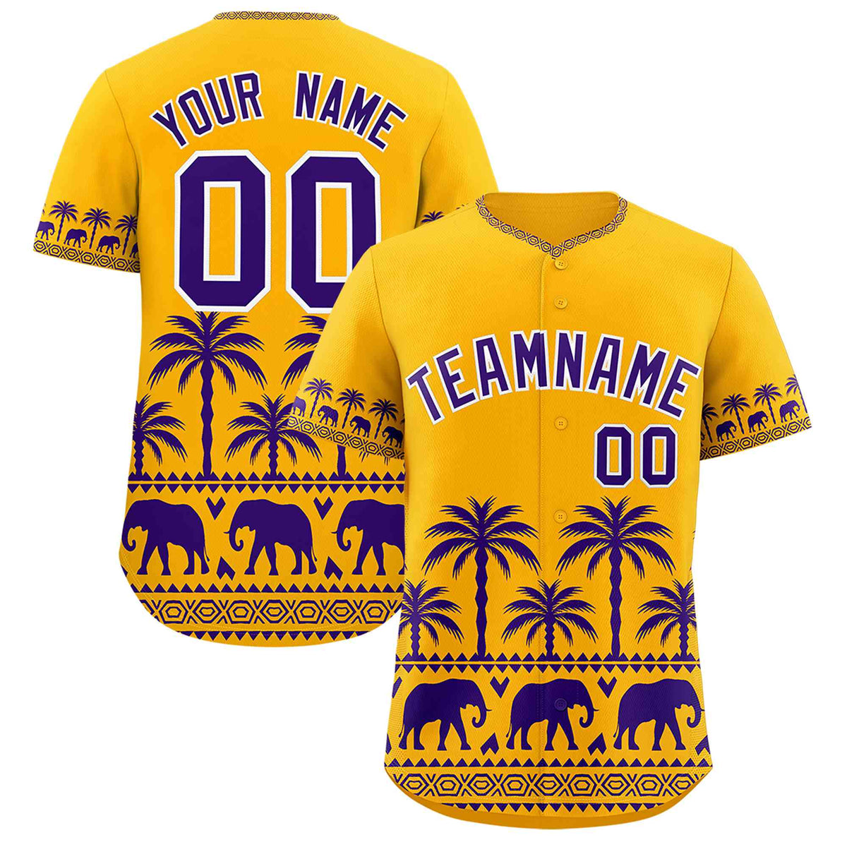 Custom Gold Purple Graffiti Pattern Personalized Bossinia Style Authentic Baseball Jersey| KXKSHOP