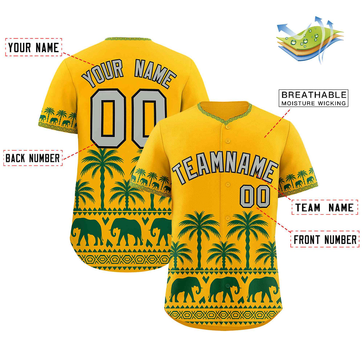 Custom Gold Green Graffiti Pattern Personalized Bossinia Style Authentic Baseball Jersey| KXKSHOP