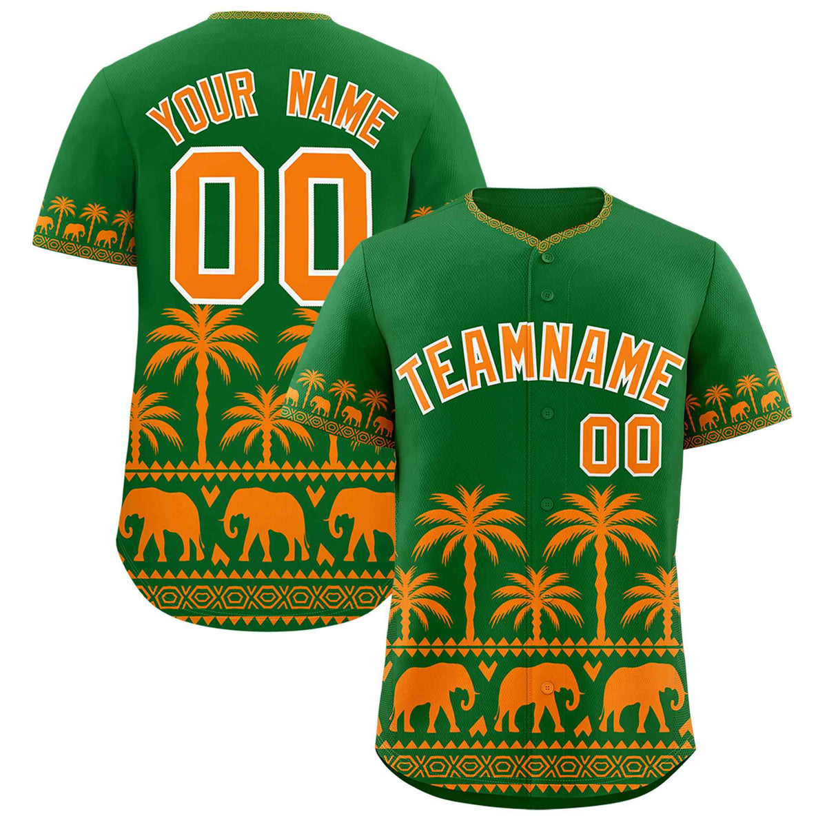 Custom Kelly Green Orange Graffiti Pattern Personalized Bossinia Style Authentic Baseball Jersey| KXKSHOP