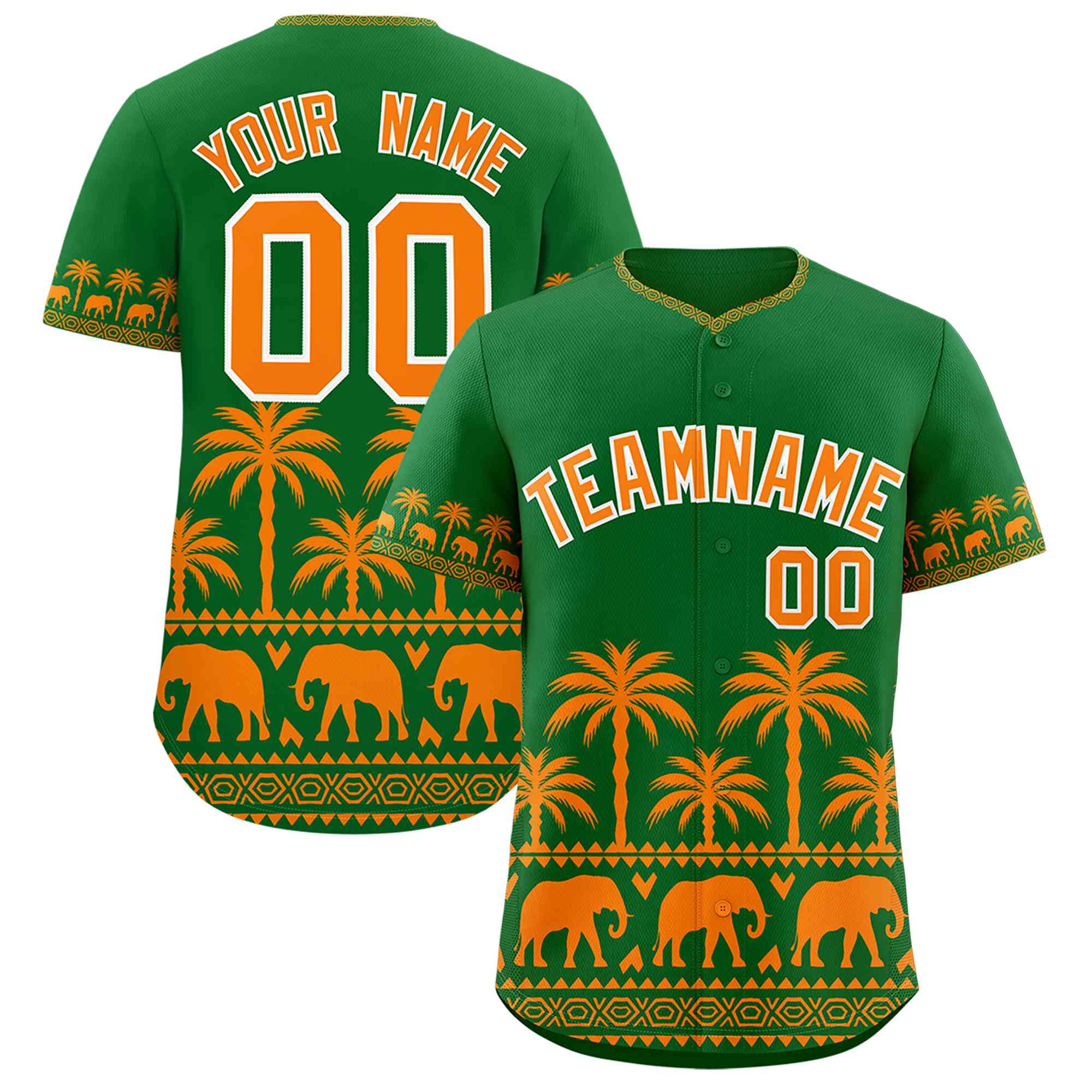 Custom Kelly Green Orange Graffiti Pattern Personalized Bossinia Style Authentic Baseball Jersey| KXKSHOP