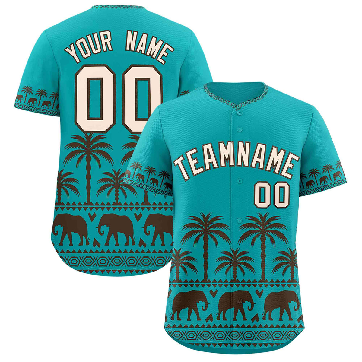 Custom Aqua Brown Graffiti Pattern Personalized Bossinia Style Authentic Baseball Jersey| KXKSHOP