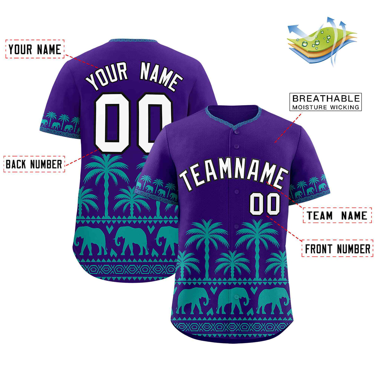 Custom Purple Aqua Graffiti Pattern Personalized Bossinia Style Authentic Baseball Jersey| KXKSHOP