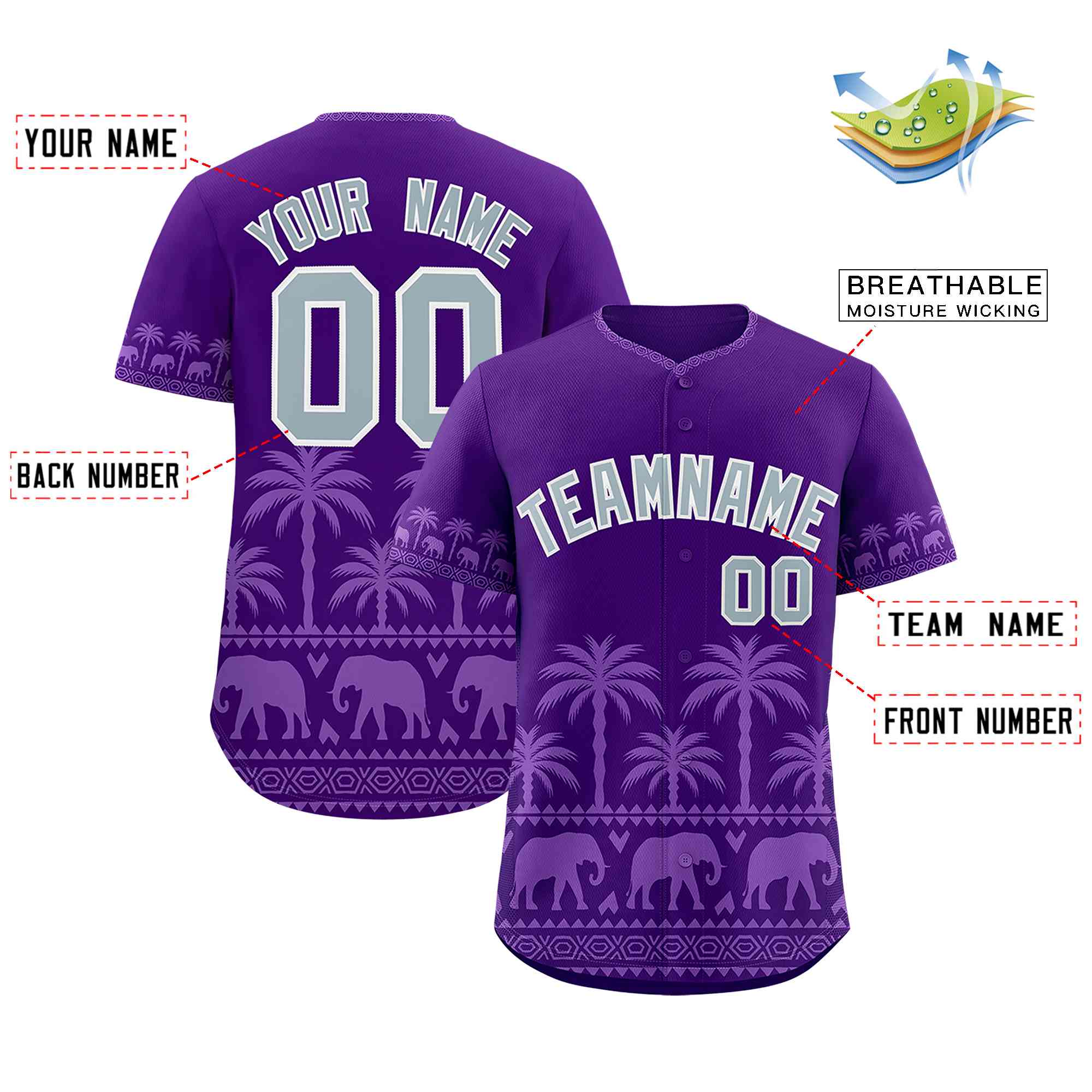 Custom Purple Light Purple Graffiti Pattern Personalized Bossinia Style Authentic Baseball Jersey| KXKSHOP