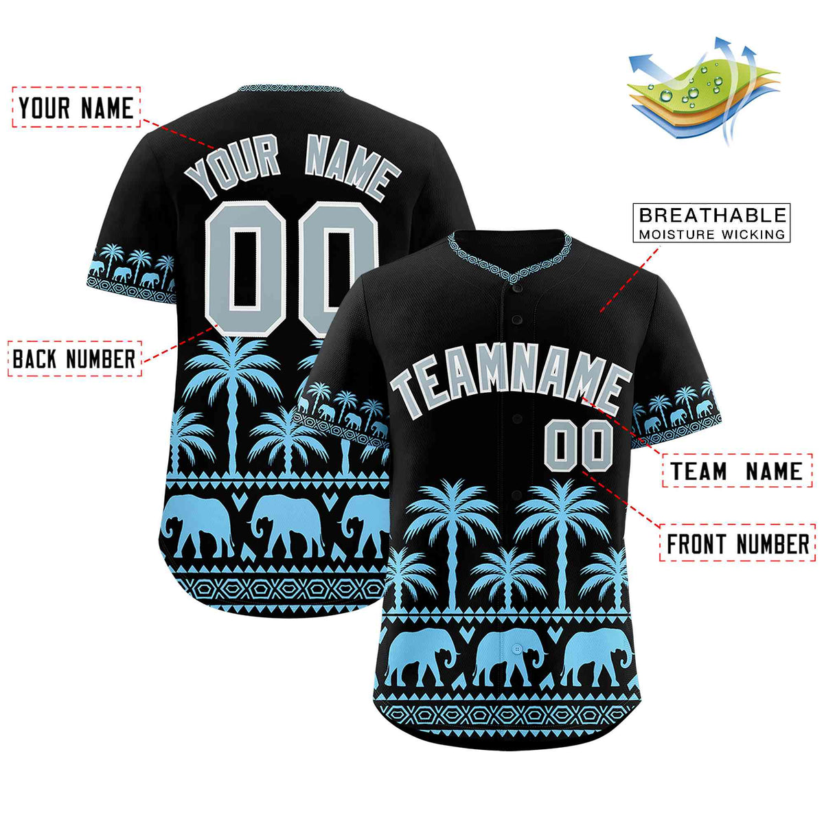 Custom Black Powder Blue Graffiti Pattern Personalized Bossinia Style Authentic Baseball Jersey| KXKSHOP