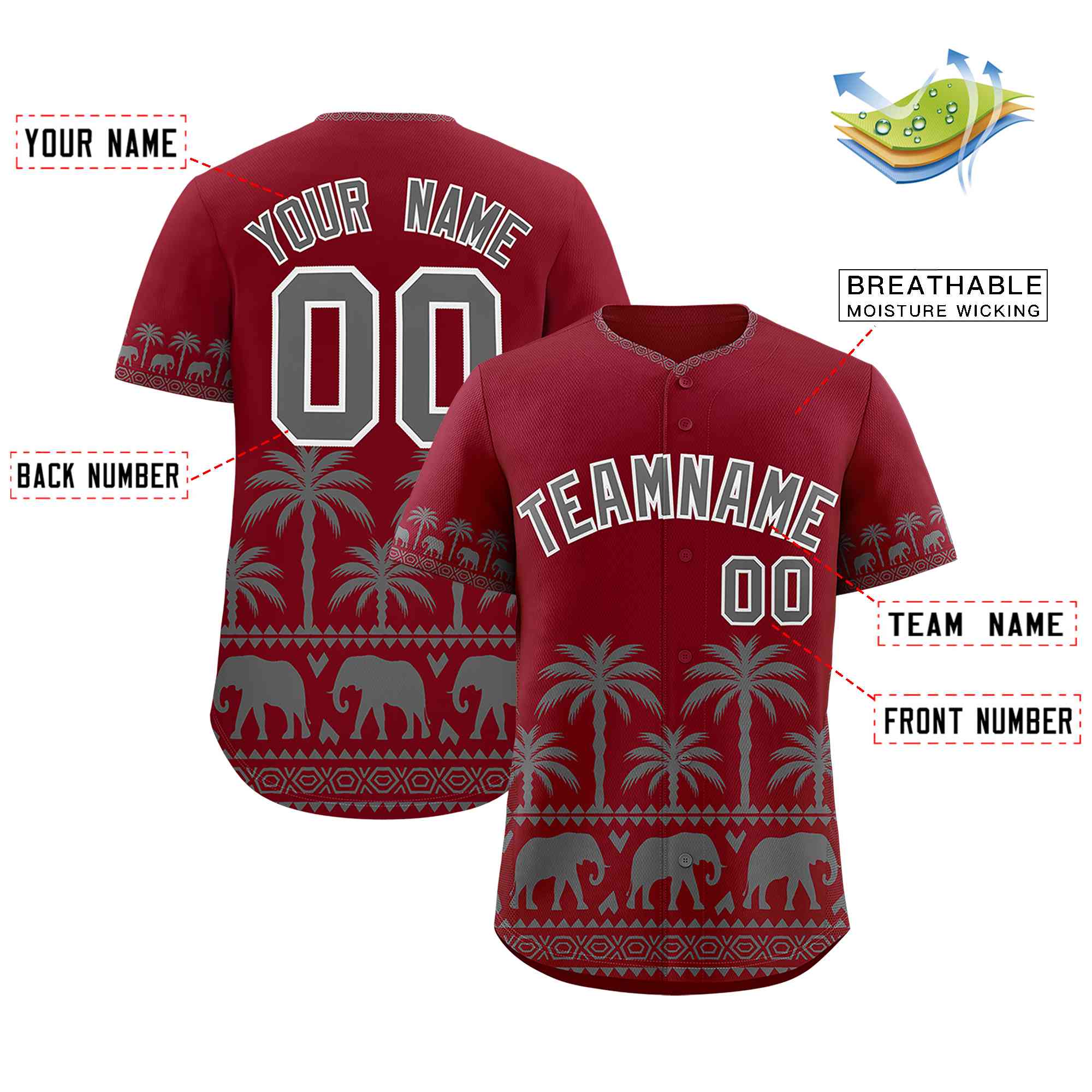 Custom Crimson Gray Graffiti Pattern Personalized Bossinia Style Authentic Baseball Jersey| KXKSHOP