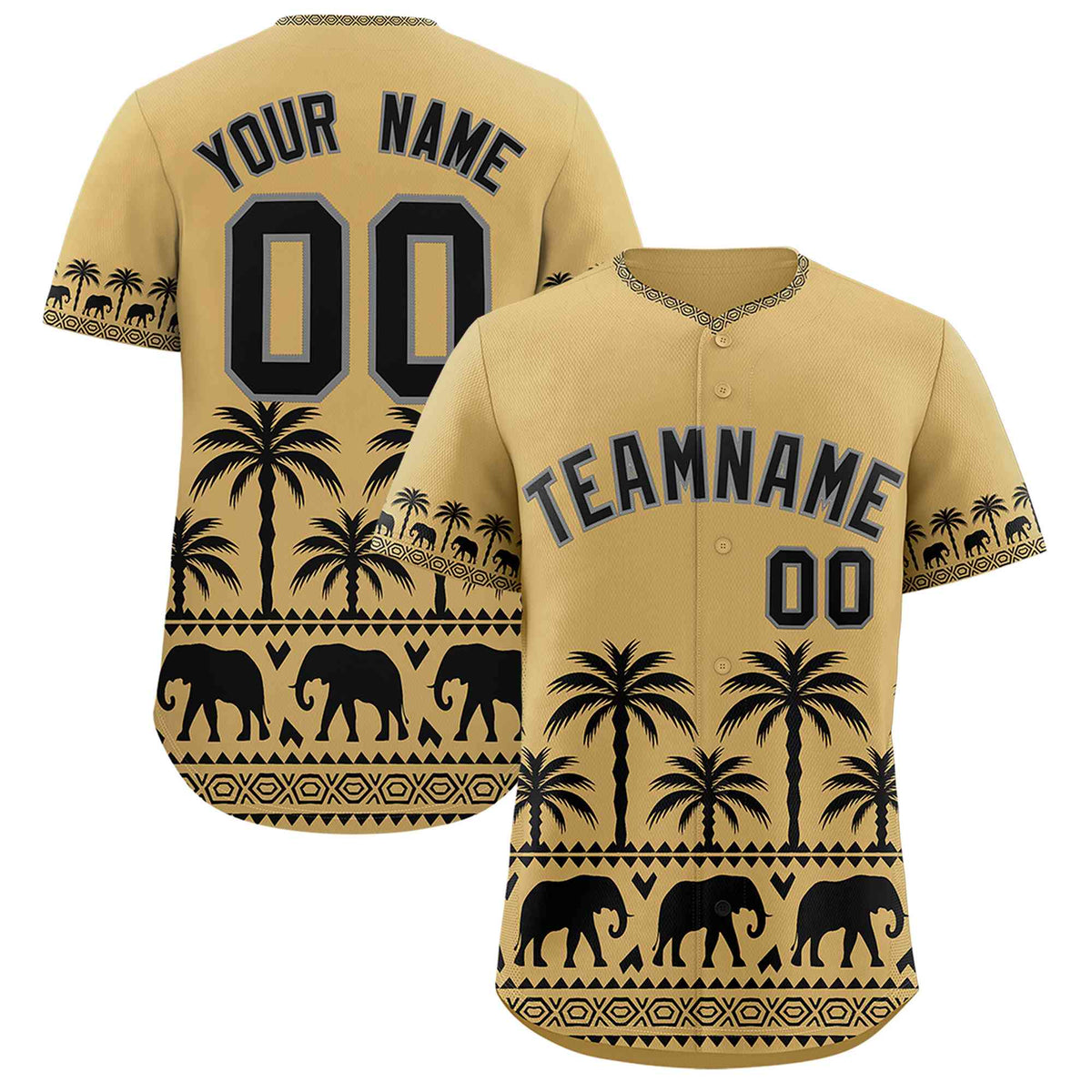 Custom Khaki Black Graffiti Pattern Personalized Bossinia Style Authentic Baseball Jersey| KXKSHOP