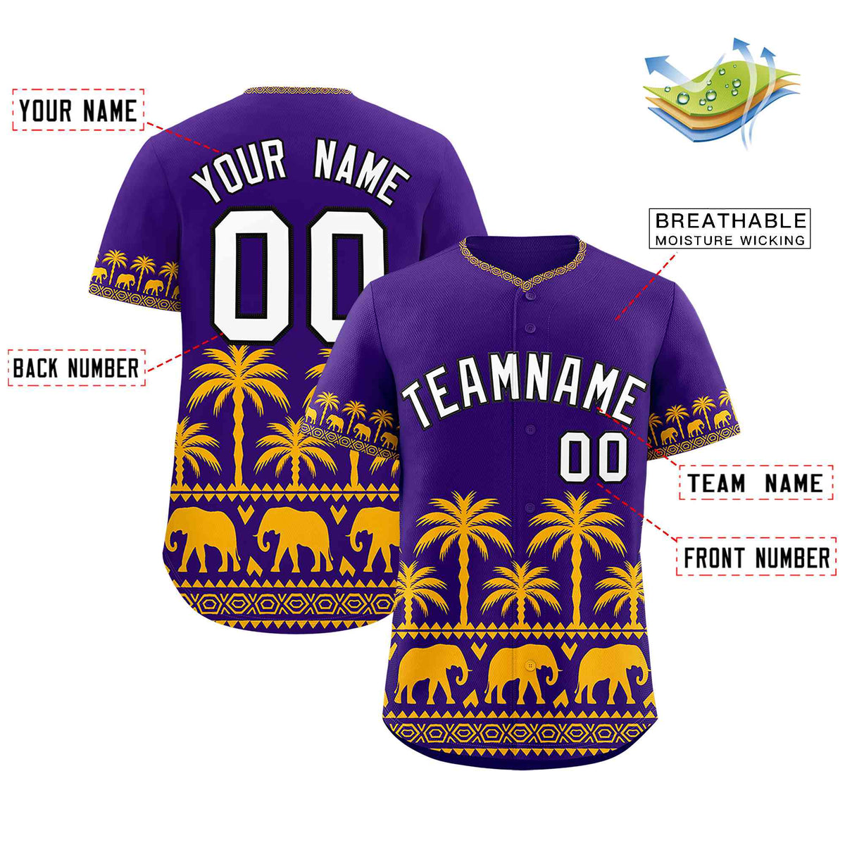 Custom Purple Yellow Graffiti Pattern Personalized Bossinia Style Authentic Baseball Jersey| KXKSHOP