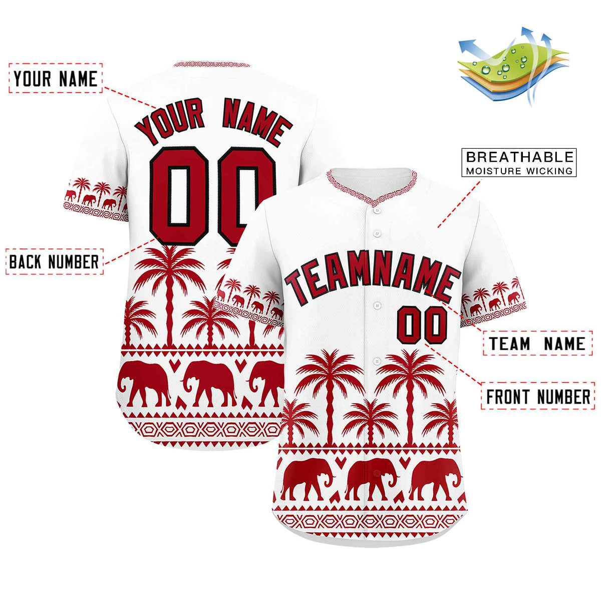 Custom White Red Graffiti Pattern Personalized Bossinia Style Authentic Baseball Jersey| KXKSHOP